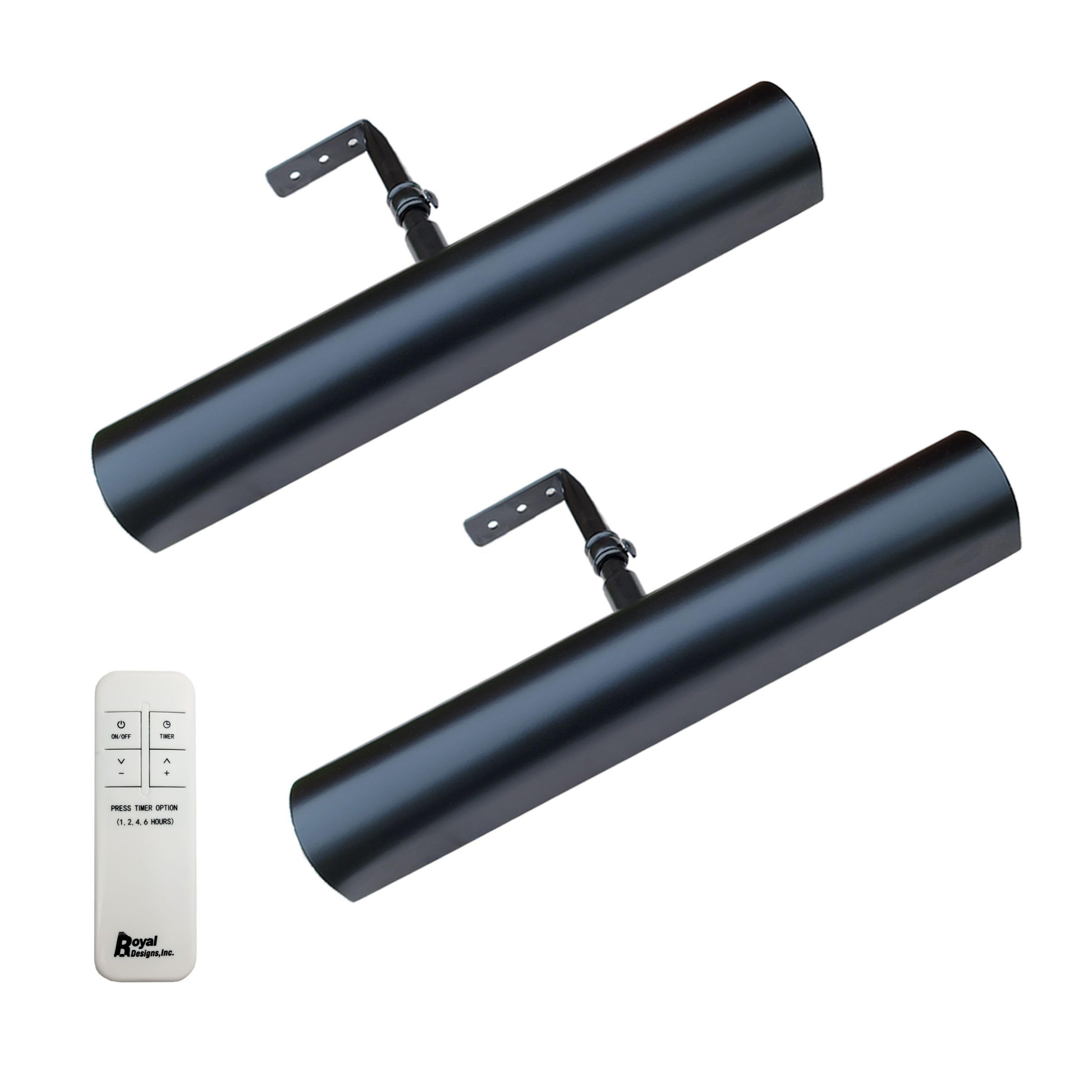 Royal Designs, Inc. Cordless Remote Control LED Picture Light, Dimmable with Timer Function, Black, 14.75 Inches, 2 Pack