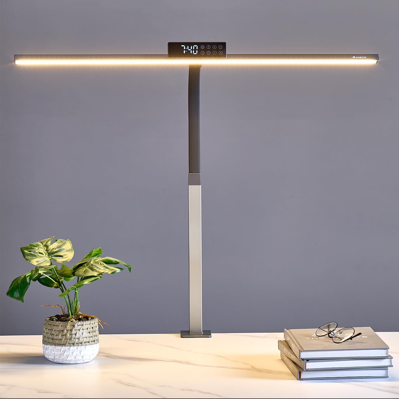 G Keni 3400 Lumen Architect Desk Lamp With Clock For Home Office, 31.5W X 27''H