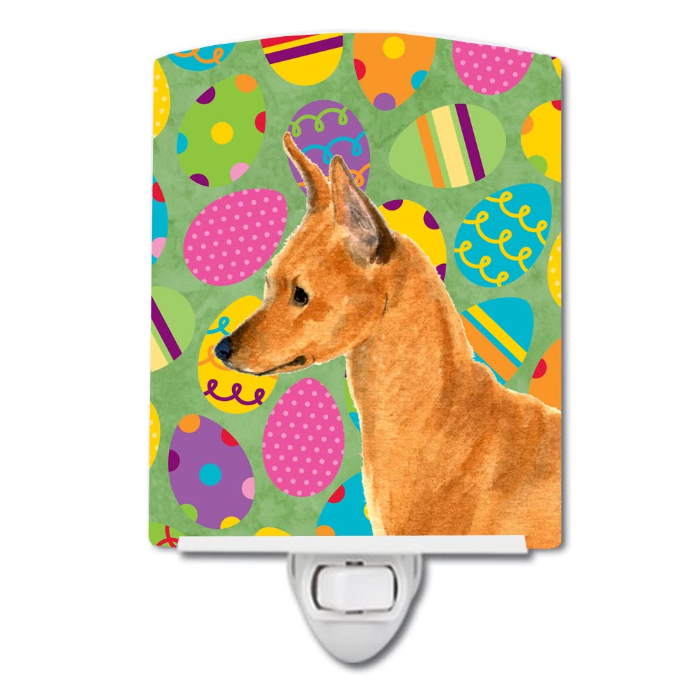 Carolines Treasures Ceramic Night Light, Min Pin Easter Eggtravaganza, 6x4x3in, Multicolor, Model SS4811CNL, UL-Certified