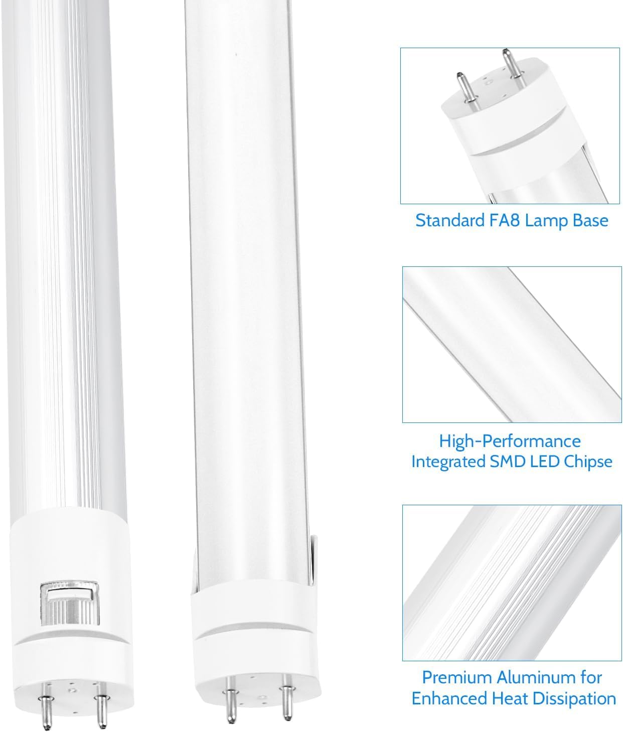 Lightingwill Led T8 Light Tube 2Ft  Natural White 4000K  Dual-End Powered Ballast Bypass  1000Lumens 10W 4W Fluorescent Equivalent  Frosted Cover  Ac85-265V Lighting Tube Fixtures  1 Pack
