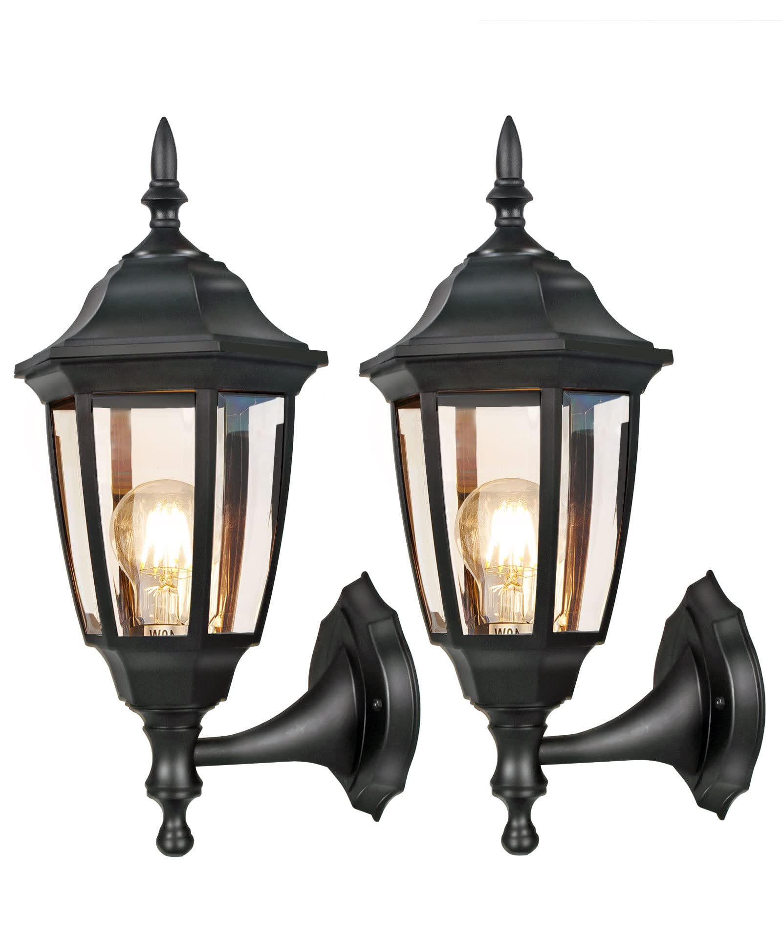 FUDESY Outdoor Wall Sconce Light Fixture, Waterproof Black Plastic Lantern for Front Door, Garage, Patio, Bulb Included