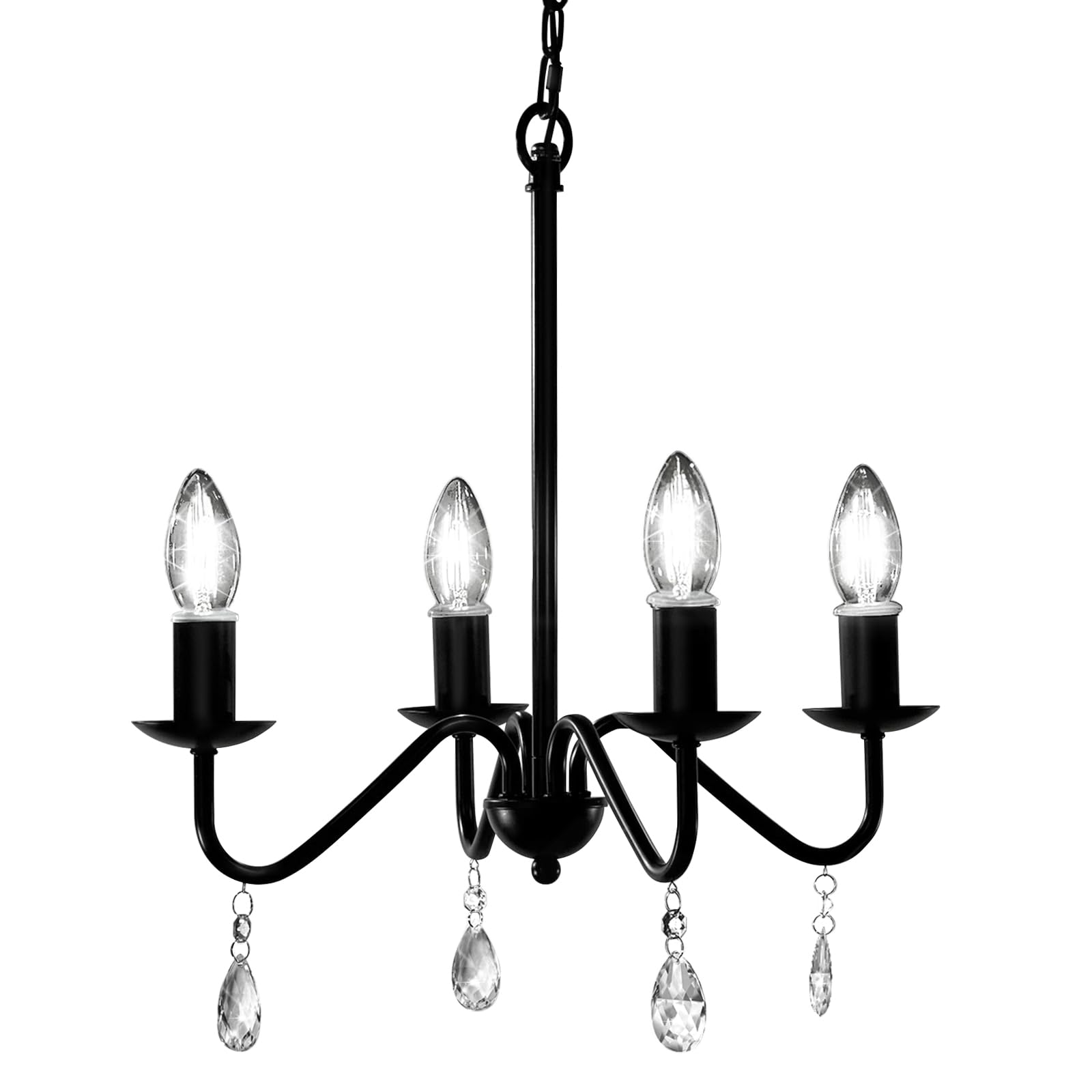 Brink House 4 Light Outdoor Plug-in Chandelier, Curved Black Stainless Steel, 15" H x 17" W, Low Voltage IP65 Water Resistant