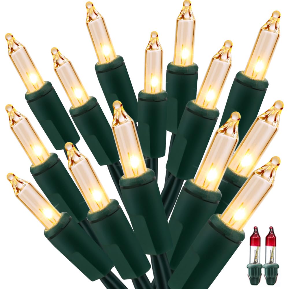 Odeetronic Clear Christmas Twinkle Lights, 21.63Ft 100 Count Incandescent Christmas Lights, 2 Modes Ul Certified Warm Christmas Lights, Connectable Mini Tree Lights For Room Wedding Party, Green Wire