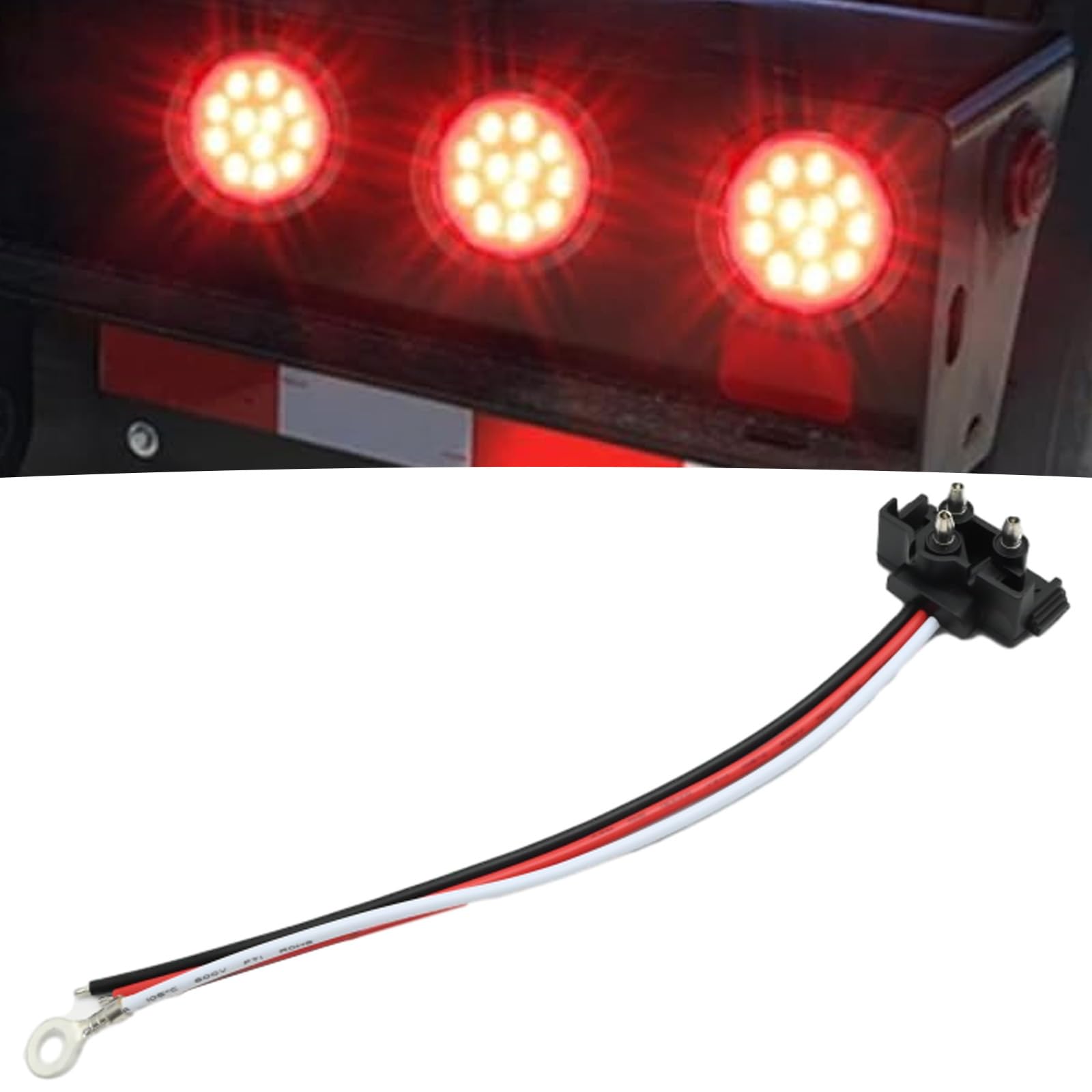 Newnessai 10 Pcs 3 Wires Trailer Light Connector, 3-Pin Pigtail Harness Plug For Trucks' Stop Turn Tail Light Backup Light For 4