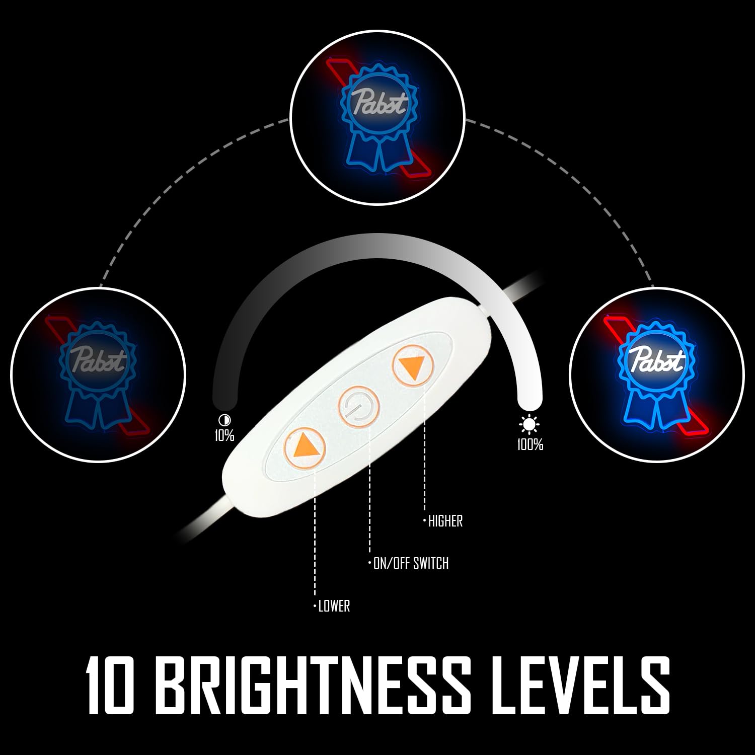 Jooetuu Beer Pabst Blue Ribbon Neon Sign Dimmable Beer Bar Neon Sign For Man Cave Neon Blue Lights Neon Beer Sign For Home Bar Bedroom Shop Beer Club Pub Bistro