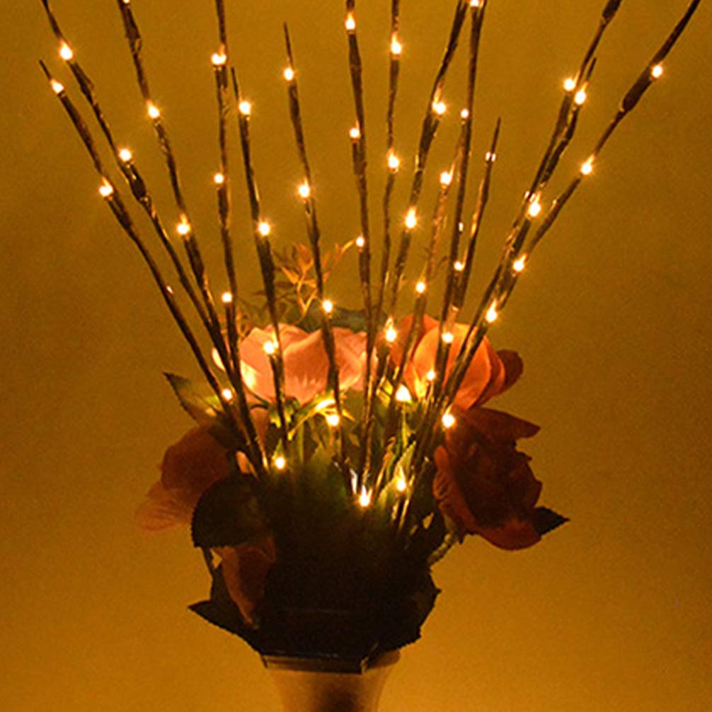 Uonlytech 60 LEDs Solar Powered Twig Lights - 82cm Warm Light Artificial Branch for Christmas & Home Decoration