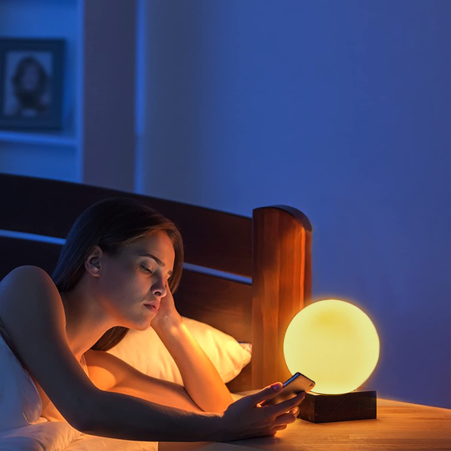 Flornia Modern Industrial Table Lamp, Unique Bedside Nightstand Desk Lamp With Glass Shade And Marble Base For Bedroom, Living R