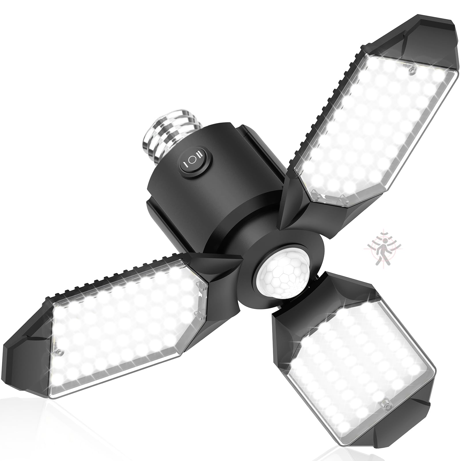 toberich Motion Sensor Garage Light 8000LM 6500K Indoor Shop Light Model MJ0301 Black