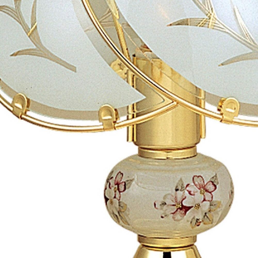 14 Stylish White And Gold Floral Glass Table Lamp