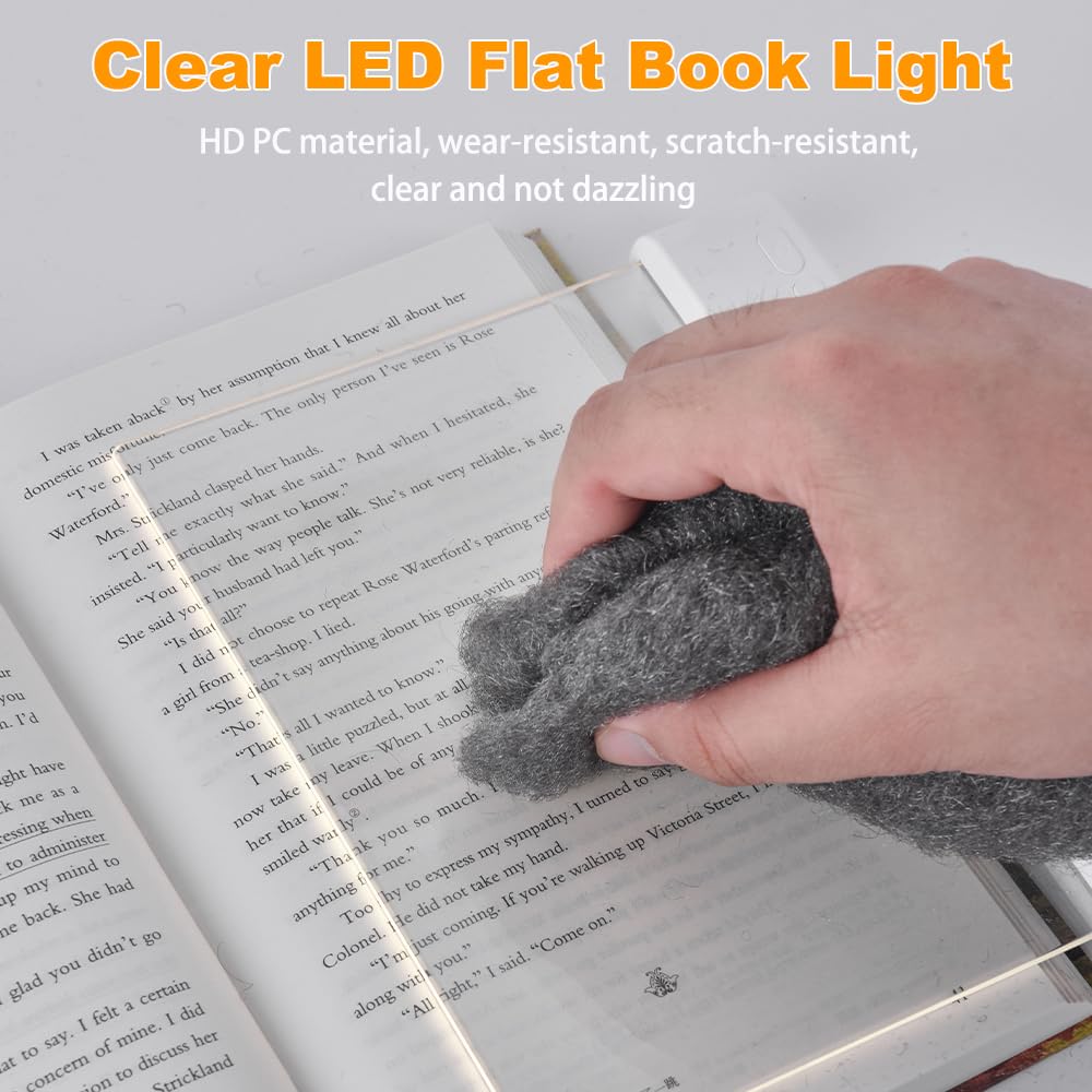 VEEKI Rechargeable LED Book Light with 3 Colors & Timer, Dimmable Flat Panel Lamp for Reading, Black, Model VK-SD-01