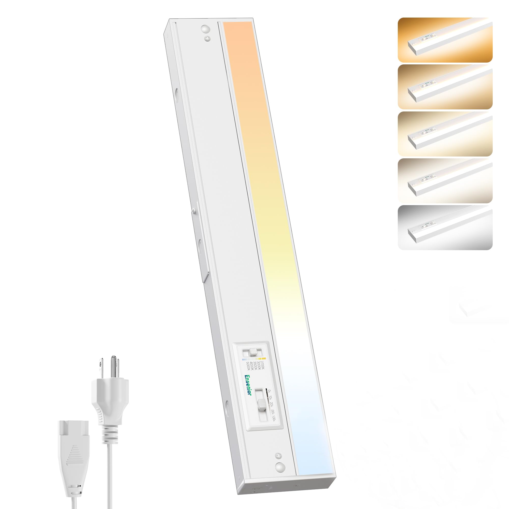 Ensenior 24 Inch LED Under Cabinet Lighting 5CCT, 14W 930LM, Hardwired & Plug-in, 2700K/3000K/3500K/4000K/5000K, Dimmable Under 