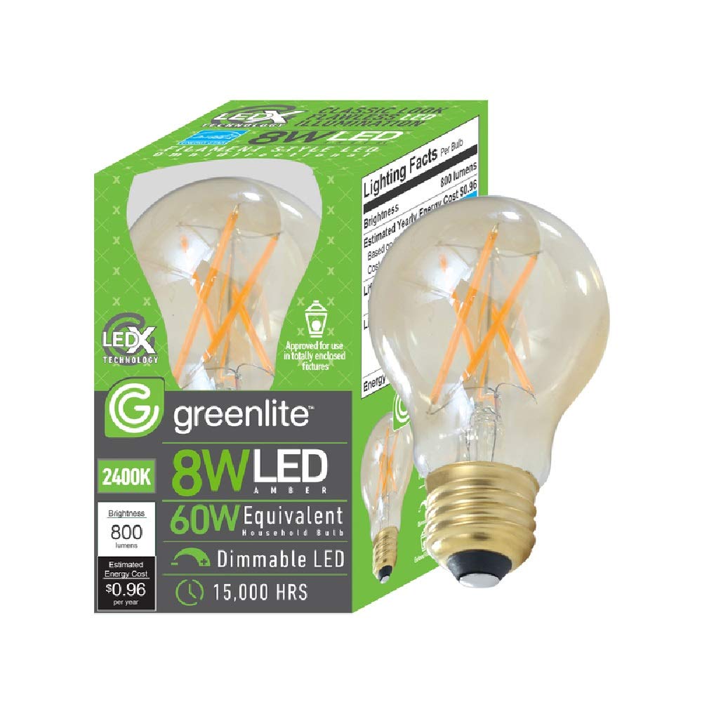 Greenlite A19 E26 (Medium) LED Bulb Amber 60 Watt Equivalence 1 pk - Case Of: 1;