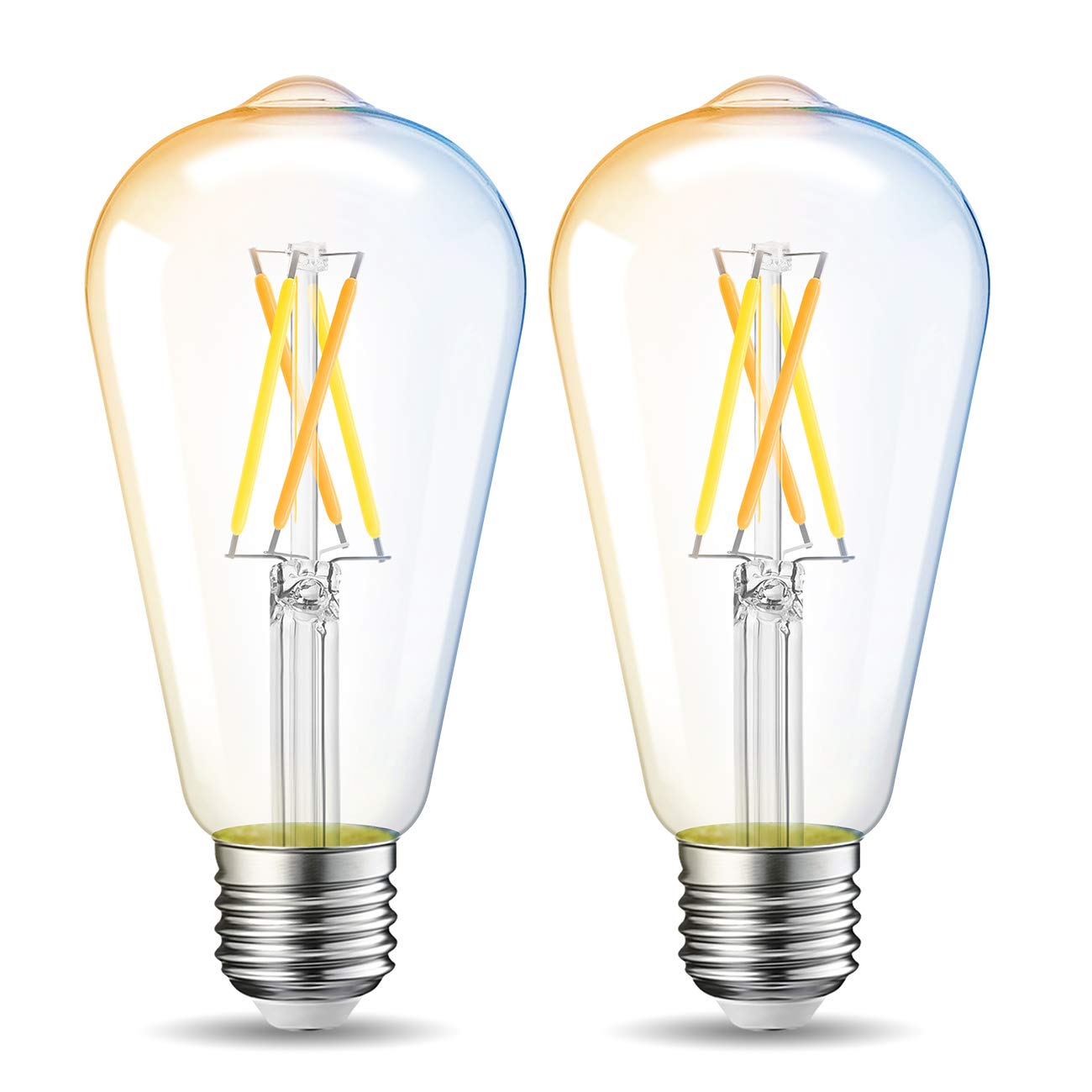 LVWIT ST21 Edison Smart Bulb WiFi Dimmable Vintage LED Light Bulb, 60 Watt Equivalent, E26 Base, 2700K - 6500K, Compatible with Alexa, Google Assistant, No Hub Required,2 Pack