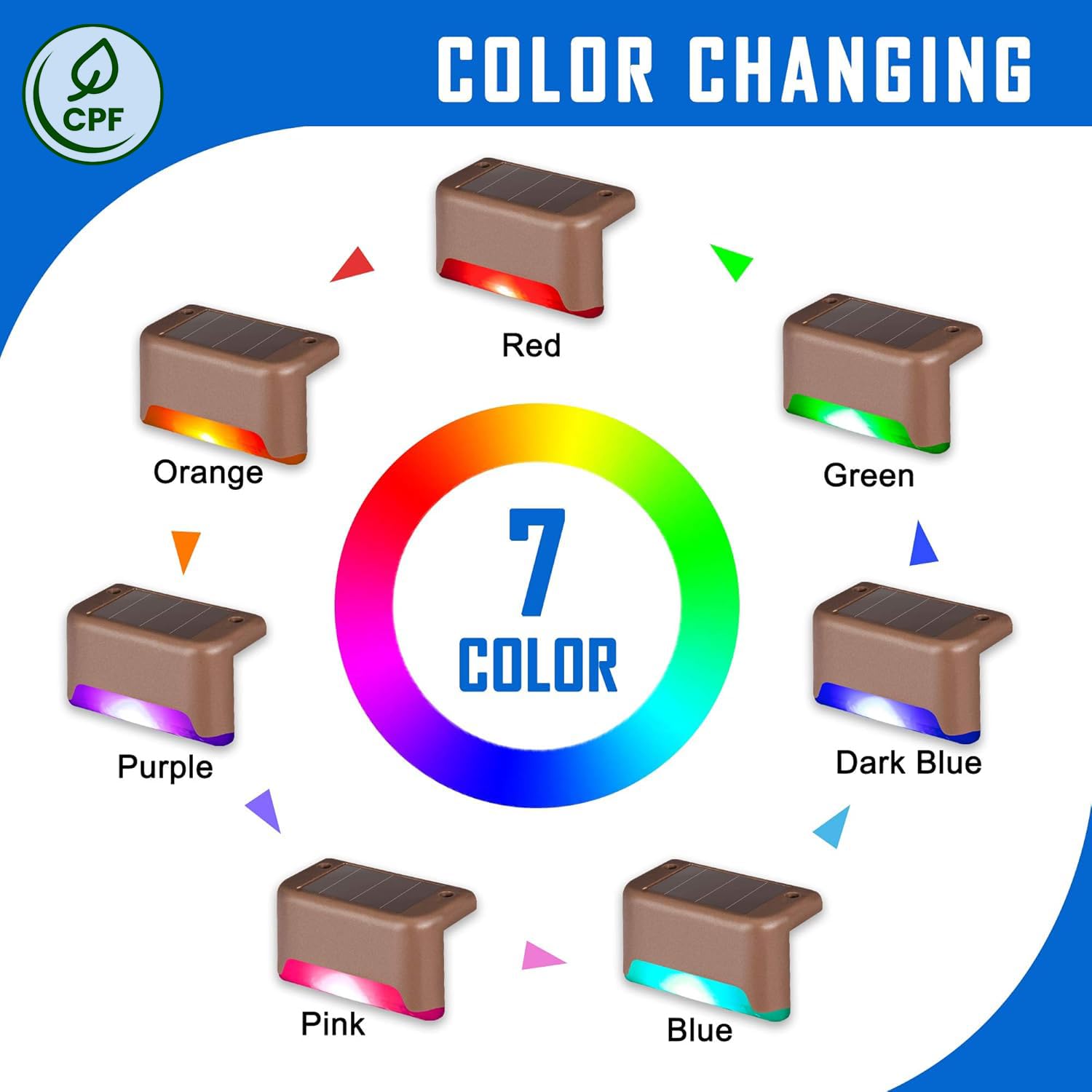 SOLPEX Color Changing Solar Deck Lights - 16 Pack Waterproof LED for Decks, Stairs, Fences, Yards, Patios - Model 9695