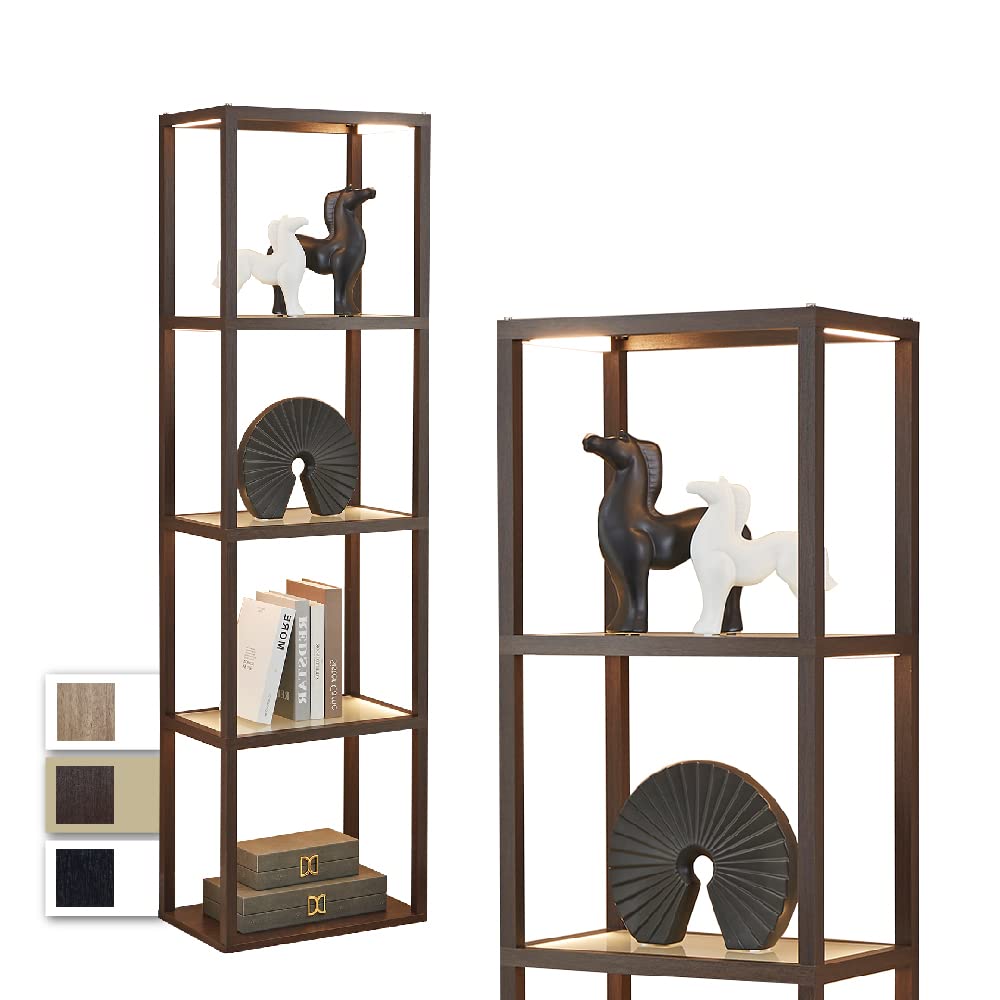 Fenlo Fantasy Plus 66'' Luxury Display Shelf With Dimmable Led Floor Lamps, Sturdy Curio Cabinet With Glass Bookcase Display Cas