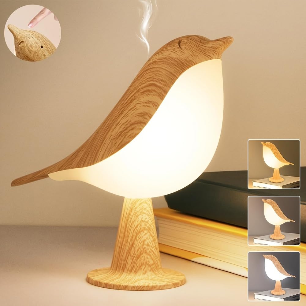 Ifthfour Bird Cordless Table Lamp, Small Cordless Bedside Lamp With 3 Color Temperature, Touch Sensor & Rechargeable Battery - N