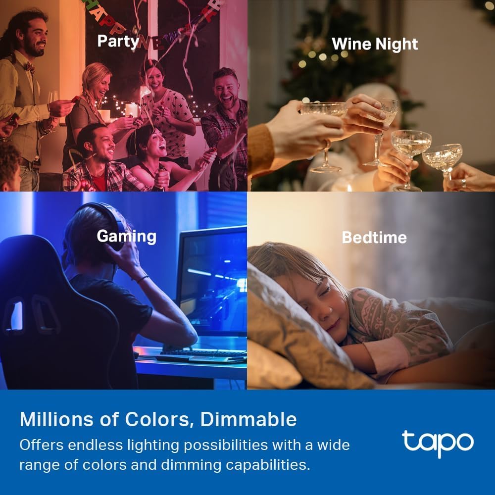 Tapo Tp-Link Smart Light Bulbs, 1100 Lumens High Brightness(75W Equivalent), Matter-Certified, 16M Colors Rgbw Led Bulb, Dimmabl