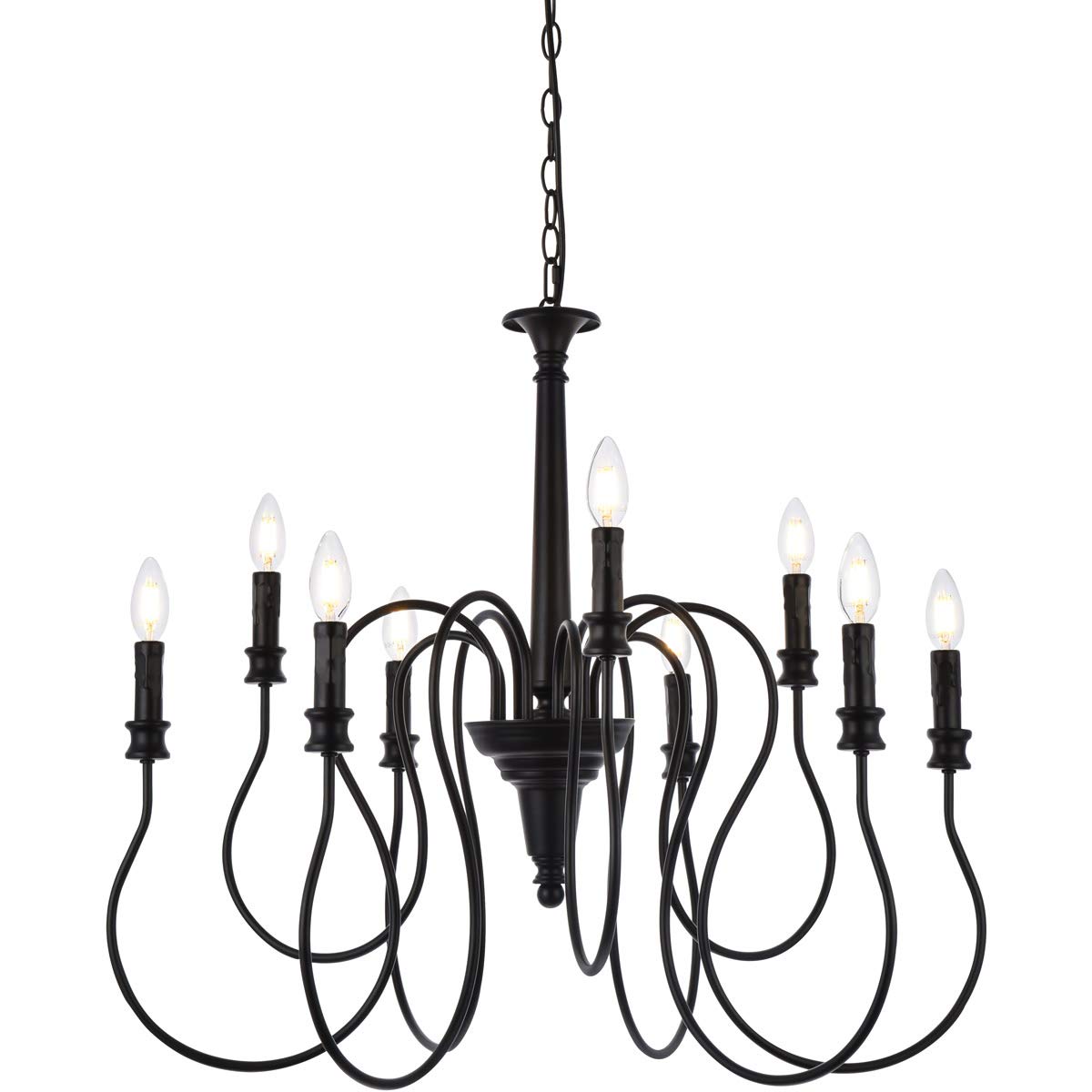 Living District Flynx 9-Light Mid-Century Metal Pendant in Black