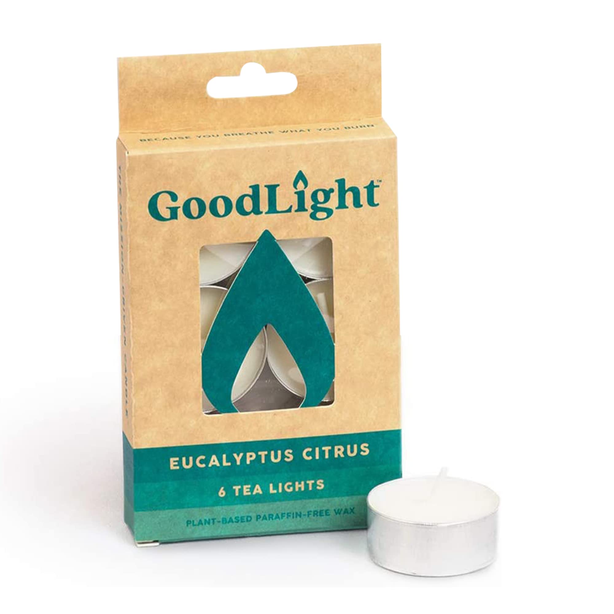Goodlight Paraffin-Free Scented Tea Lights Candles, Clean-Burning And All-Natural Tea Light Candles, 4-Hour Burn Time (Eucalyptu