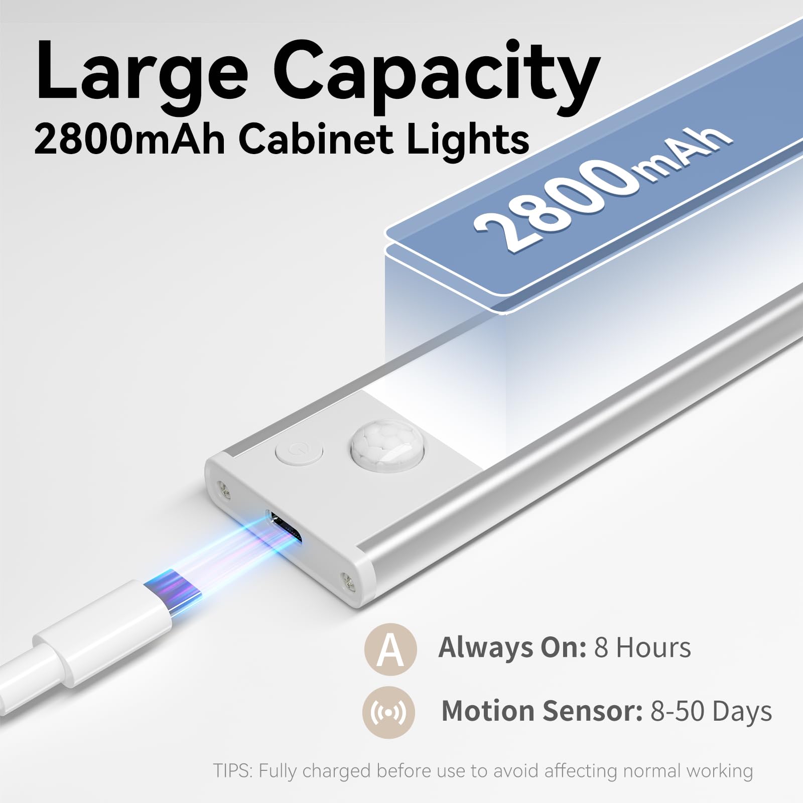 13.7Inch Under Cabinet Lighting  Led Magnetic Motion Activated Under Cabinet Lights  Rechargeable Closet Lights 2800Mah Battery Operated  Wireless Dimmable Under Counter Lights For Kitchen 2 Pack