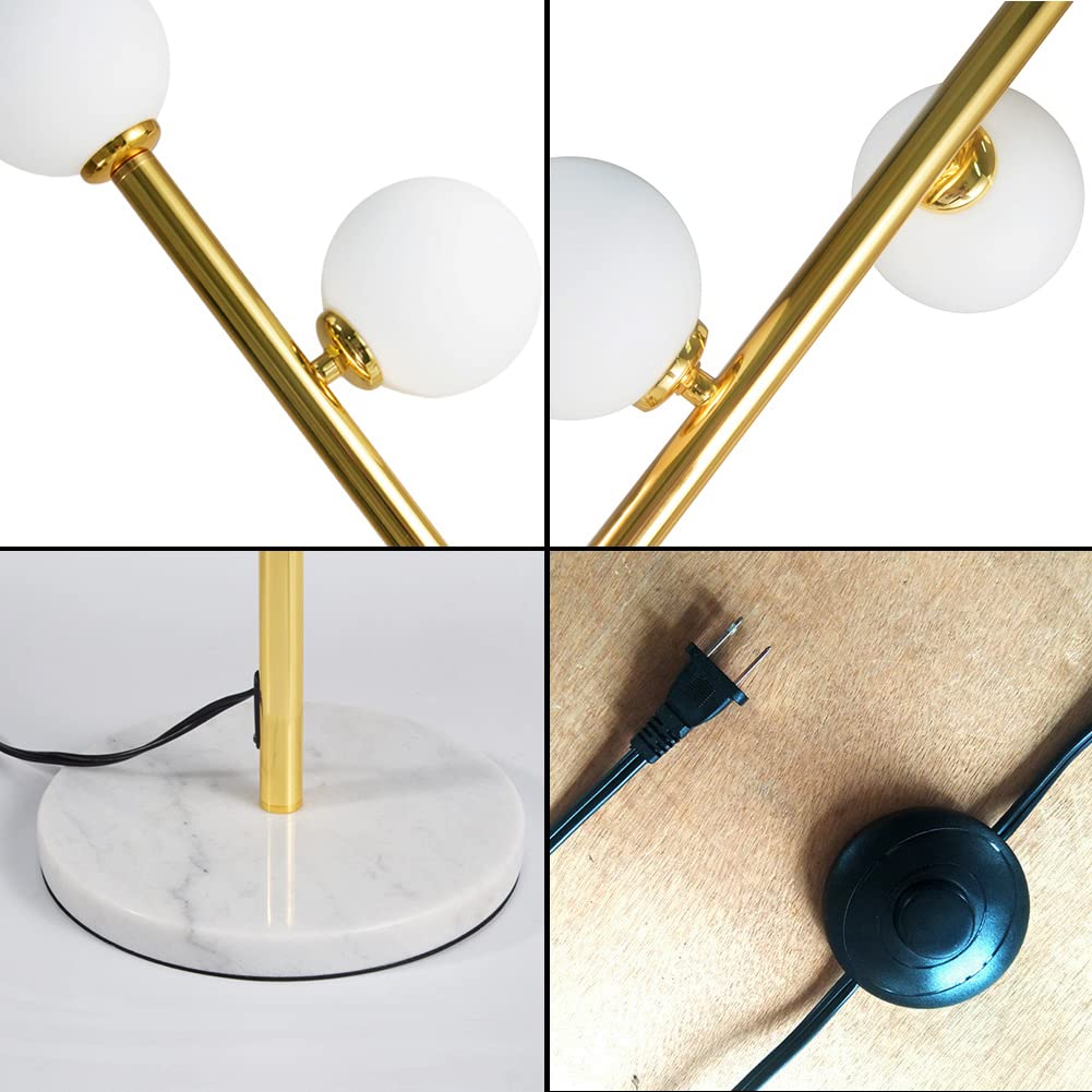 Hsyile Gold Glass Floor Lamp - 9-Light Cozy Elegant Modern Design for Living Room, Bedroom, Office