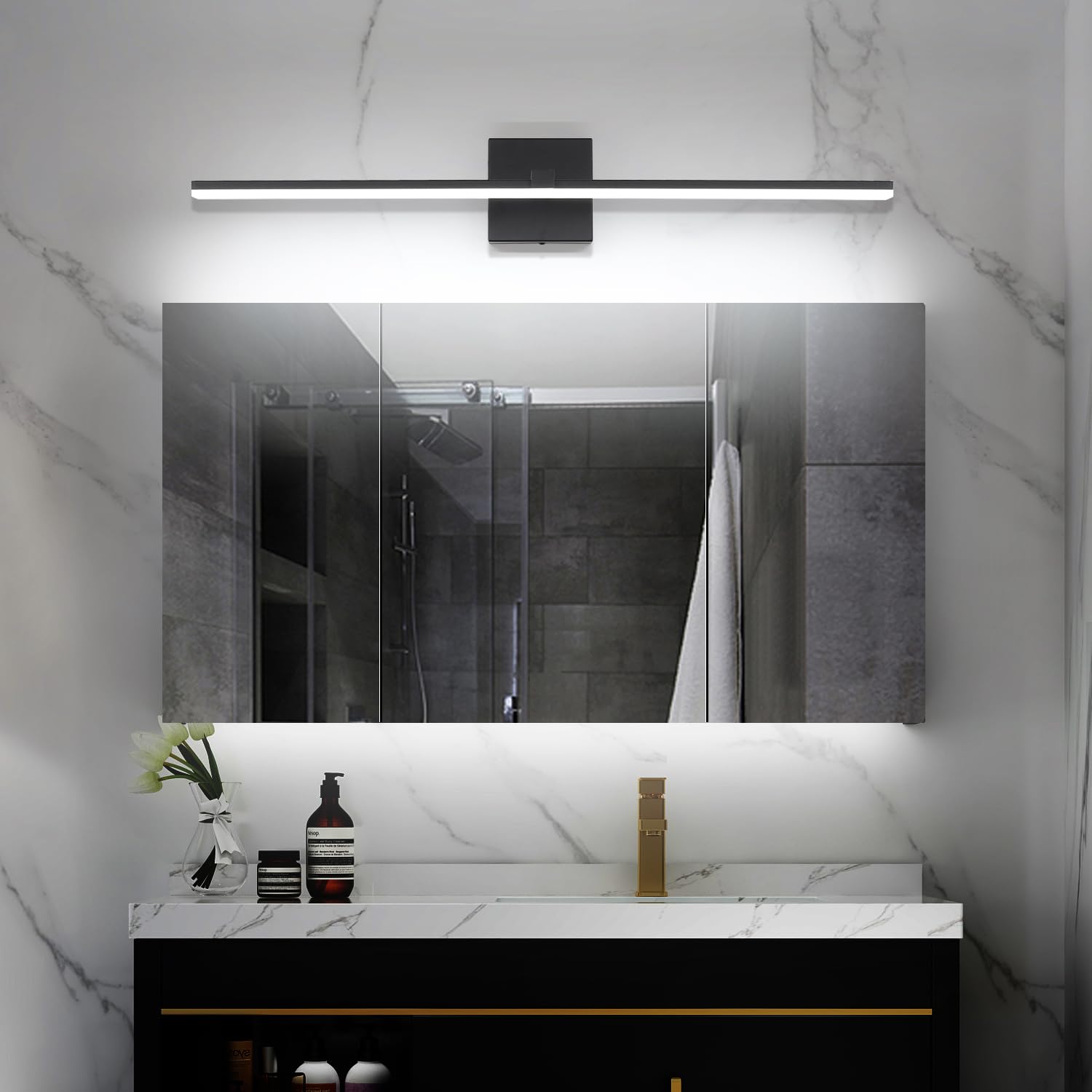Zuzito Black Bathroom Light Fixtures - Modern Vanity Lights For Bathroom 24In - Led Bath Lights Bar 5Cct Dimmable