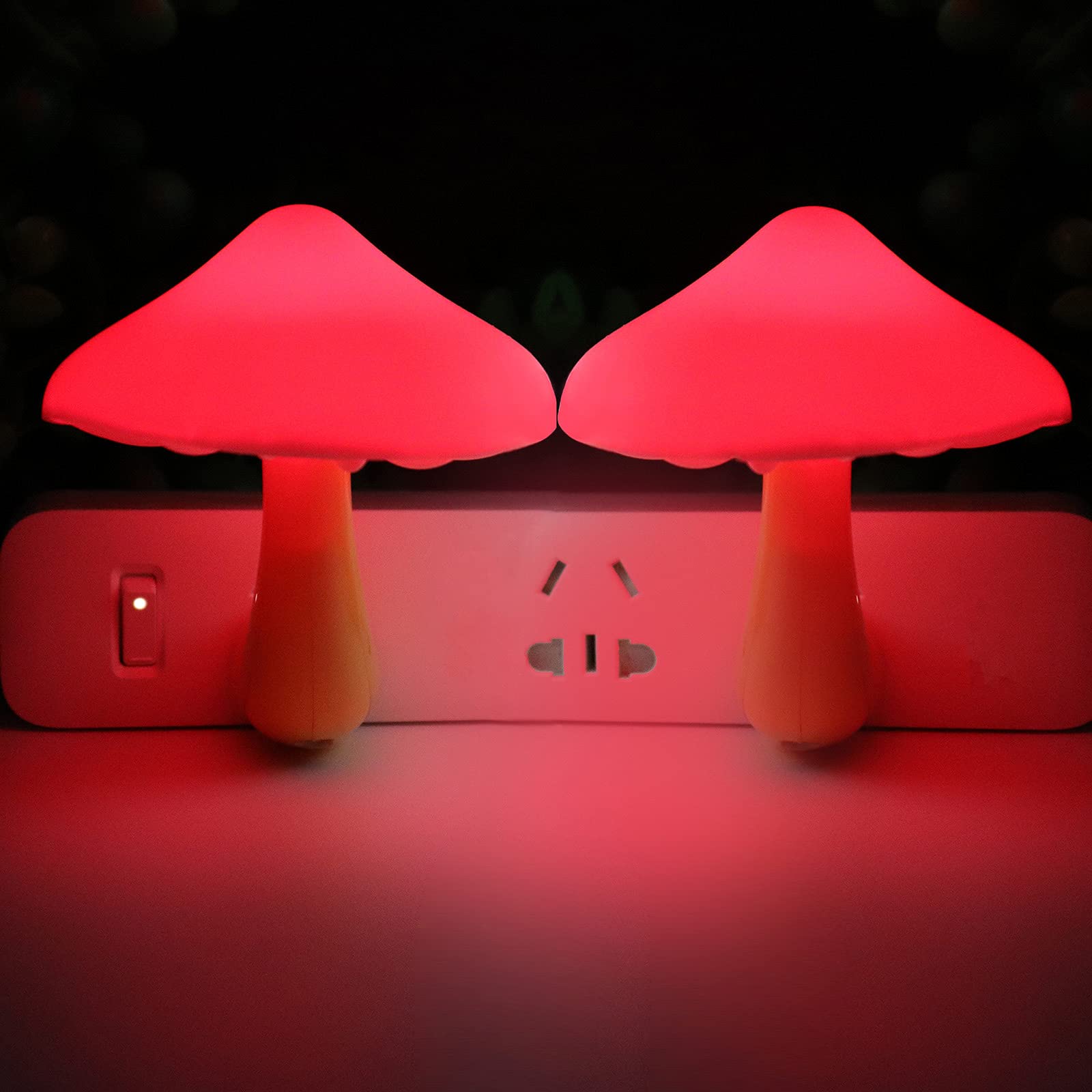 2 Pcs LED Night Light Plug in Nightlight Wall Lamp, Mushroom Night Light Mini Magic Night Lights for Adults Kids Bedroom, Bathro