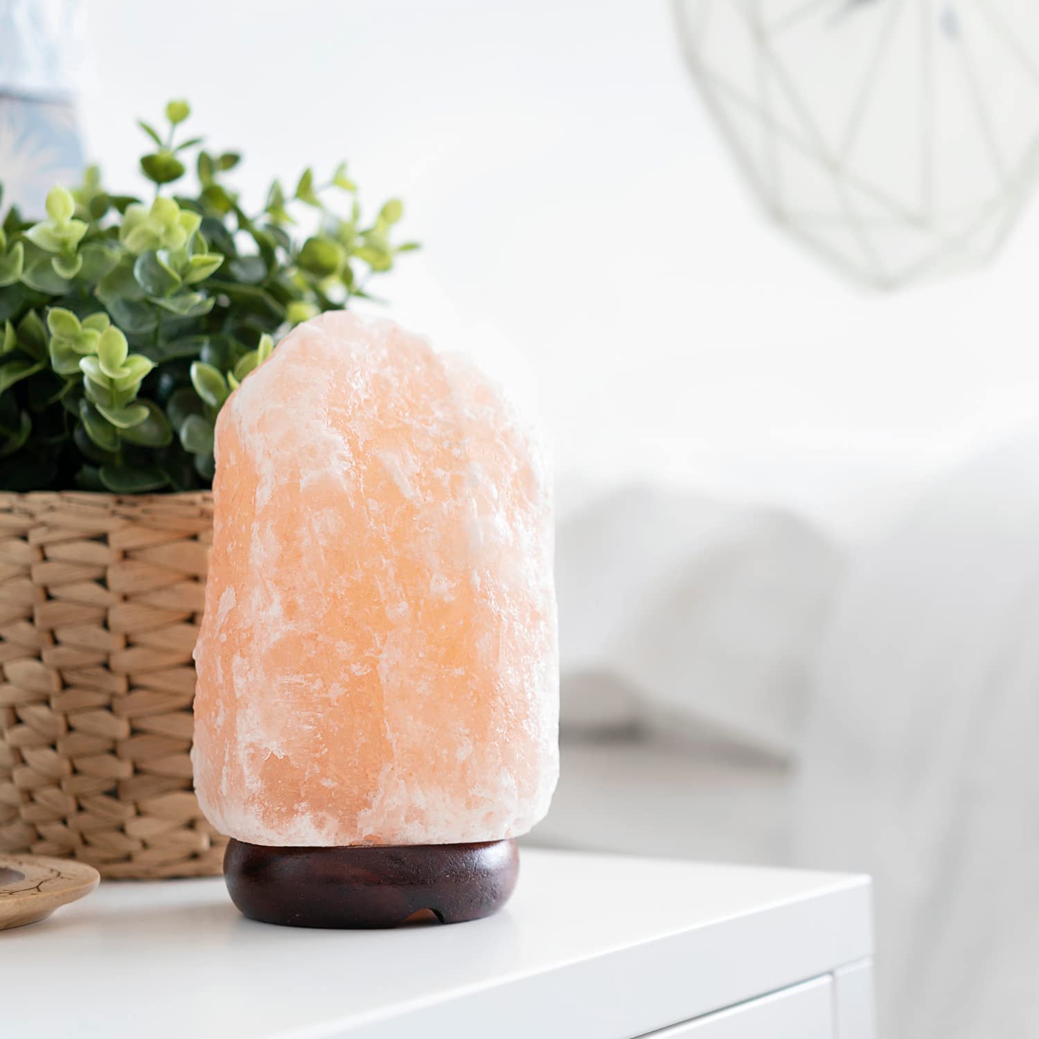 Spantik 7 Inch Himalayan Salt Lamp - Natural Crystal Rock, Dimmer Cord, Light Orange to Pink, Model SP01