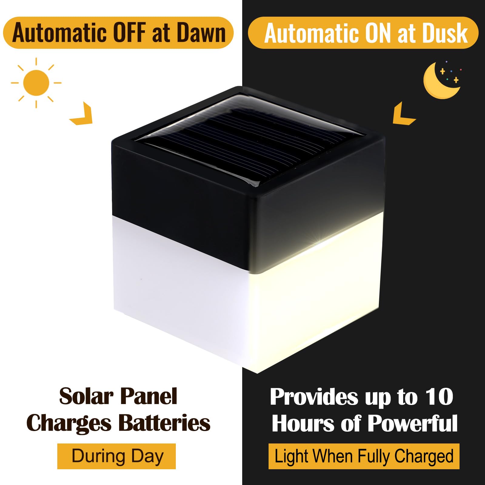 Hicarer Solar Fence Post Cap Lights, 12 Pack, 2in x 2in, Warm Yellow, LED, Model ZHW-Hicarer-0674, Ideal for Garden and Outdoor