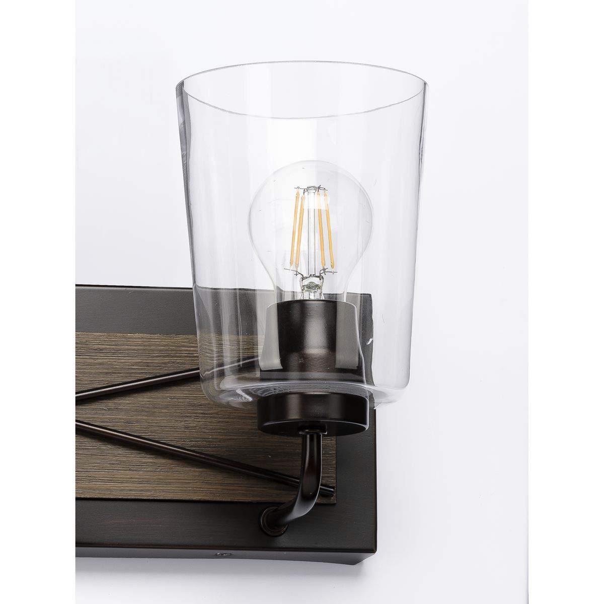 Progress Lighting Briarwood Collection 4-Light Clear Glass Coastal Bath Vanity Light Antique Bronze