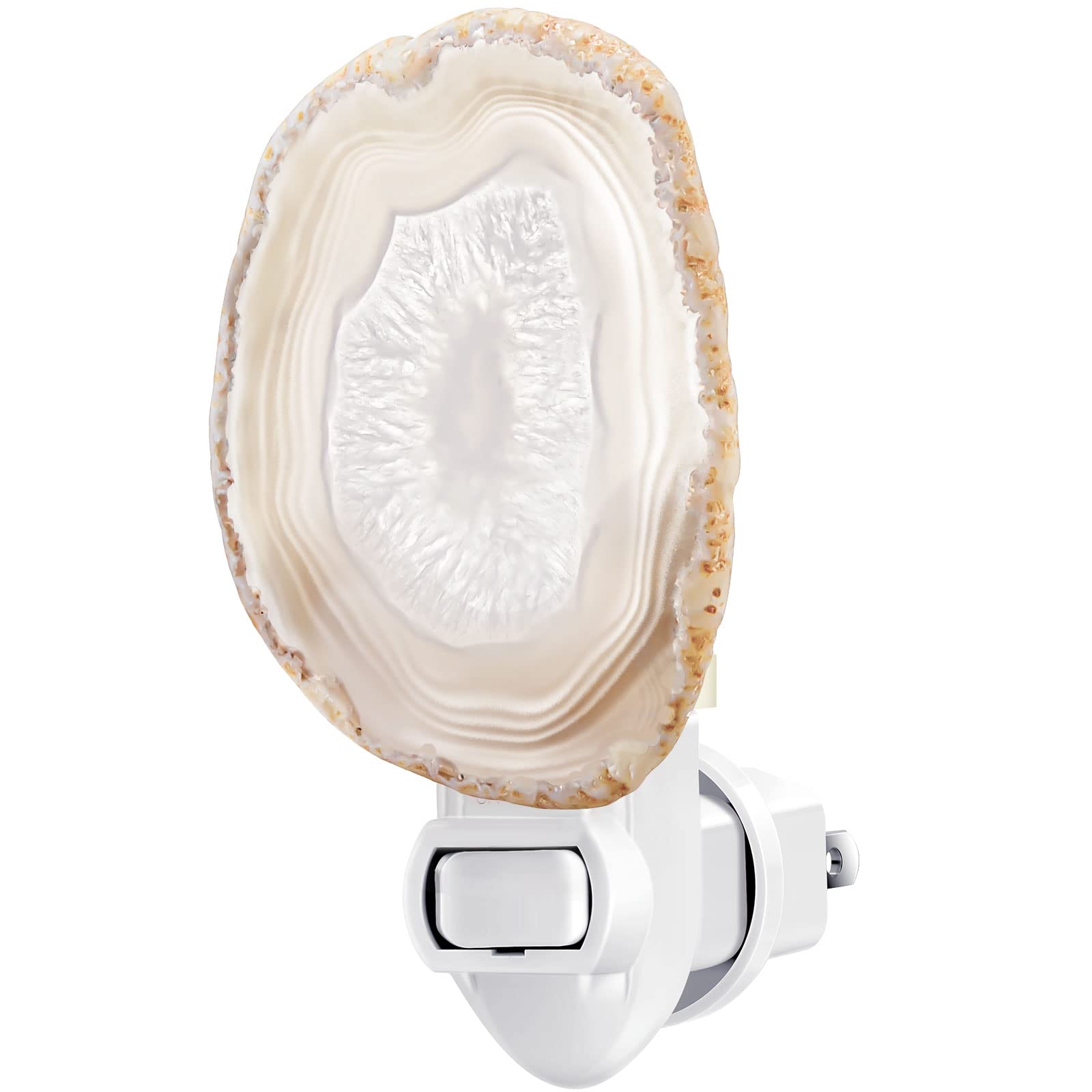 Hortsun Agate Slice Night Light - Crystal Beige Plug-in Wall Decor for Bedroom, Kitchen, Toilet