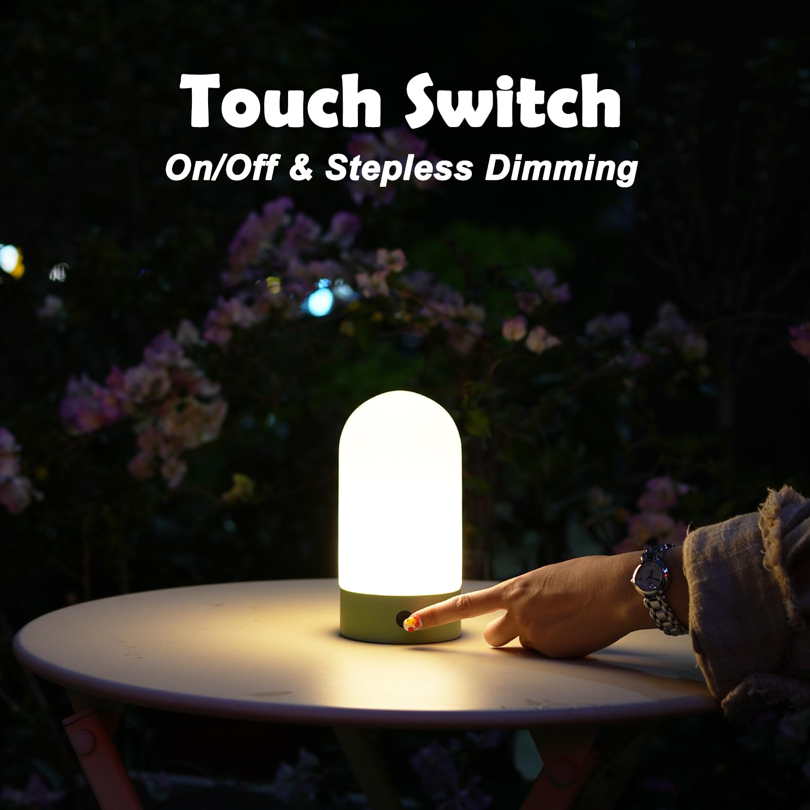 WEILAILUX Cordless Rechargeable Shower Lamp - Waterproof Touch Dimmable Mood Light, Green, Model WL-2440