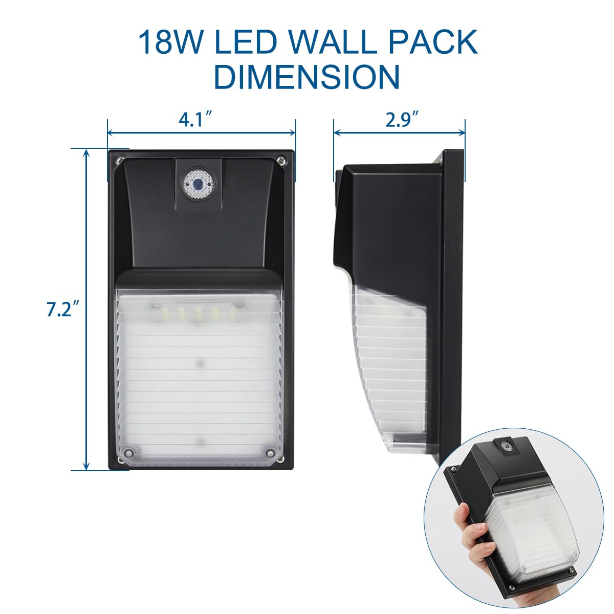 Dakason 18W Led Wall Pack Light With Dusk-To-Dawn Photocell, 2160Lm 5000K Daylight Wall Mount Outdoor Lighting Fixture Ip65 Waterproof, 100-277V Etl Listed, 4 Pack