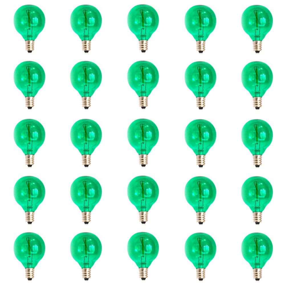 EZLS 25 Green G40 LED Filament Bulbs - Patio String Light Replacement Bulbs