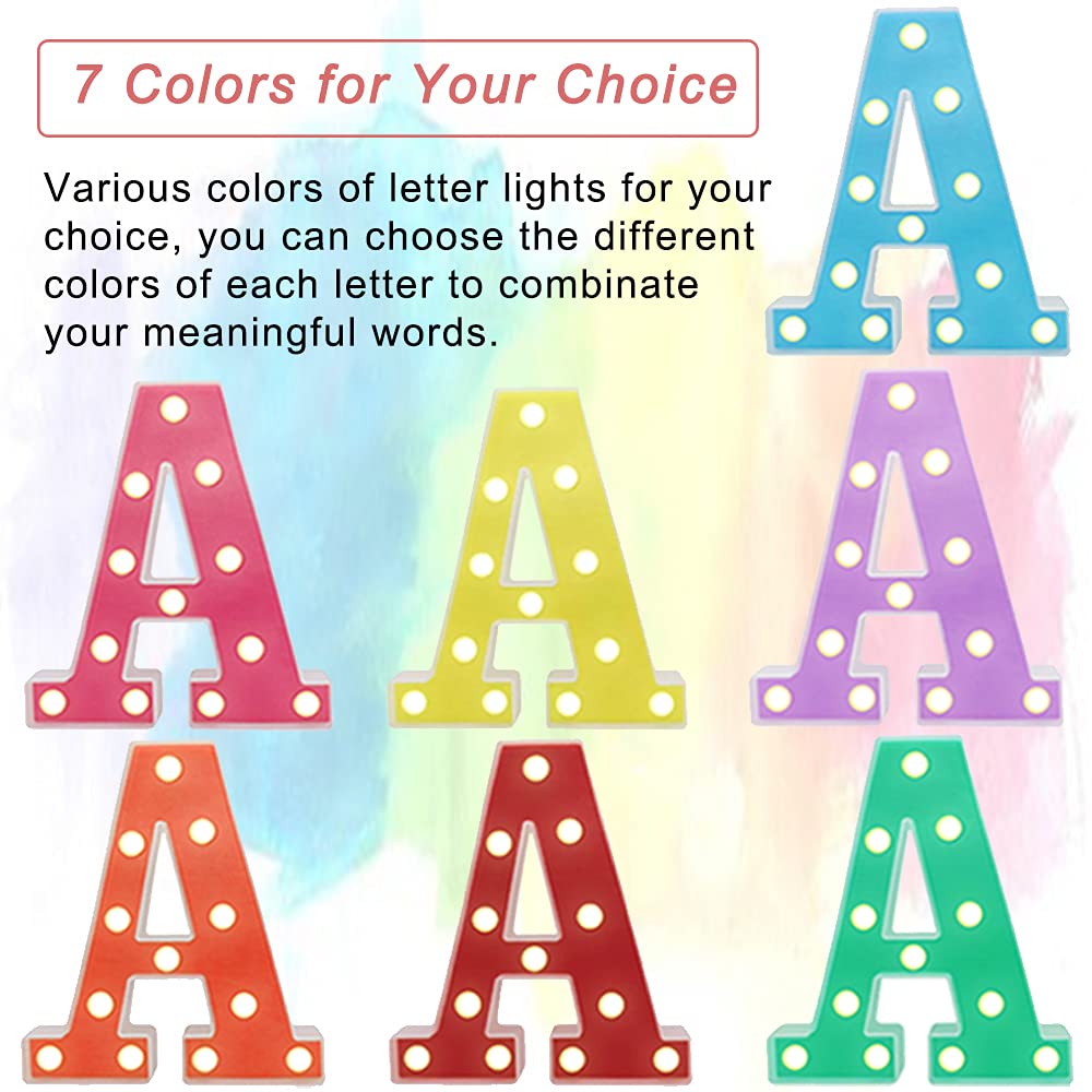 Pooqla LED Letter Light Sign, Purple Colorful DIY Marquee, 8.9inL x 9.1inW, Warm White Plastic Night Light for Home Party Decoration