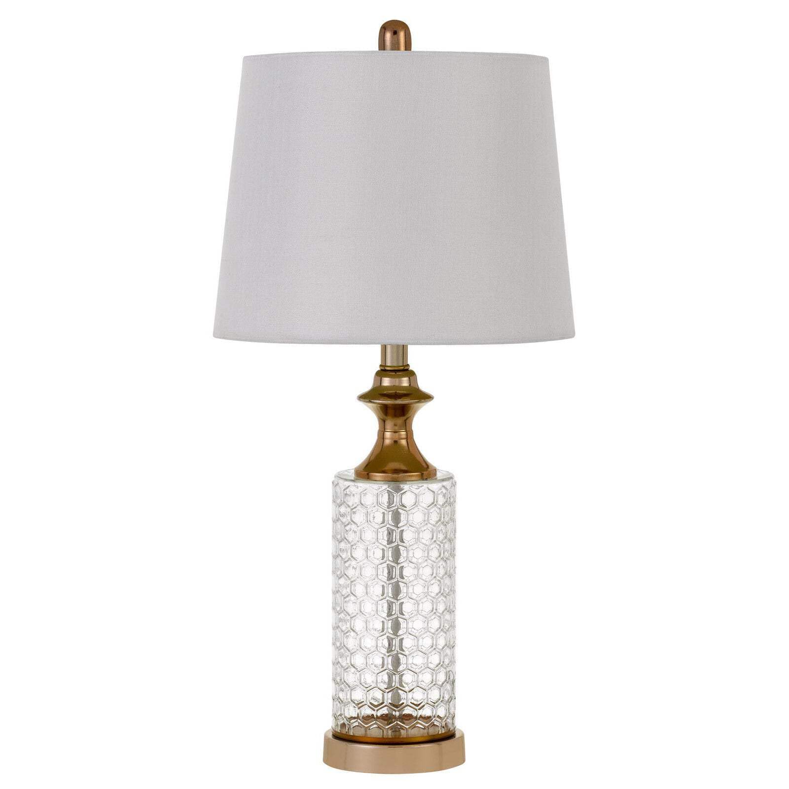Set of Two 27 Glass Honeycomb and Rose Gold Table Lamps