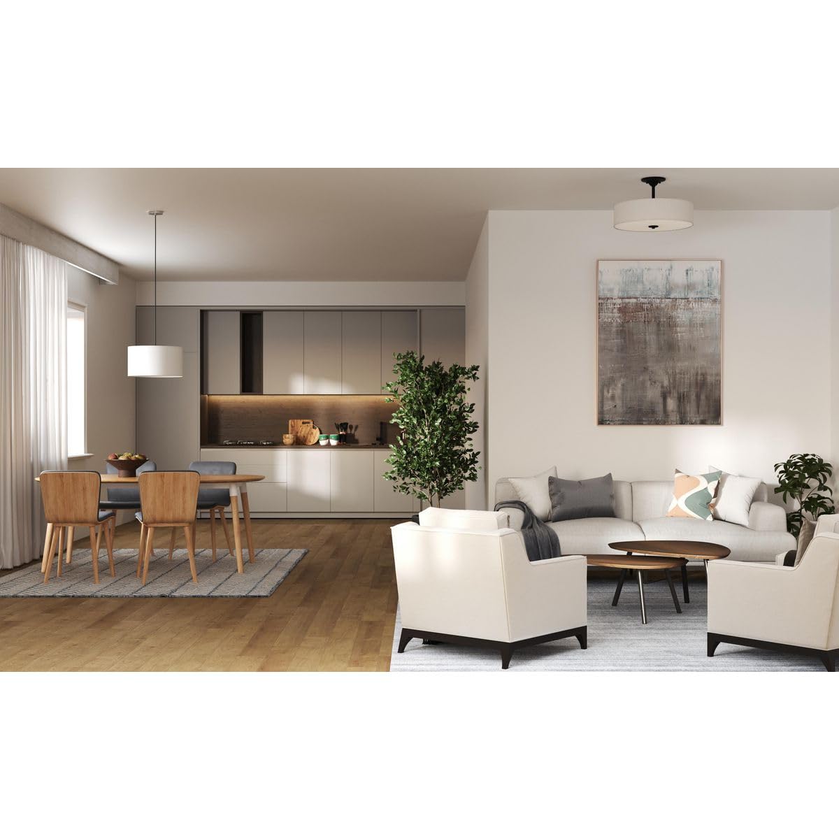 Progress Lighting Inspire Collection Graphite Three-Light 18'' Semi-Flush Mount, 11.50X18.00X18.00