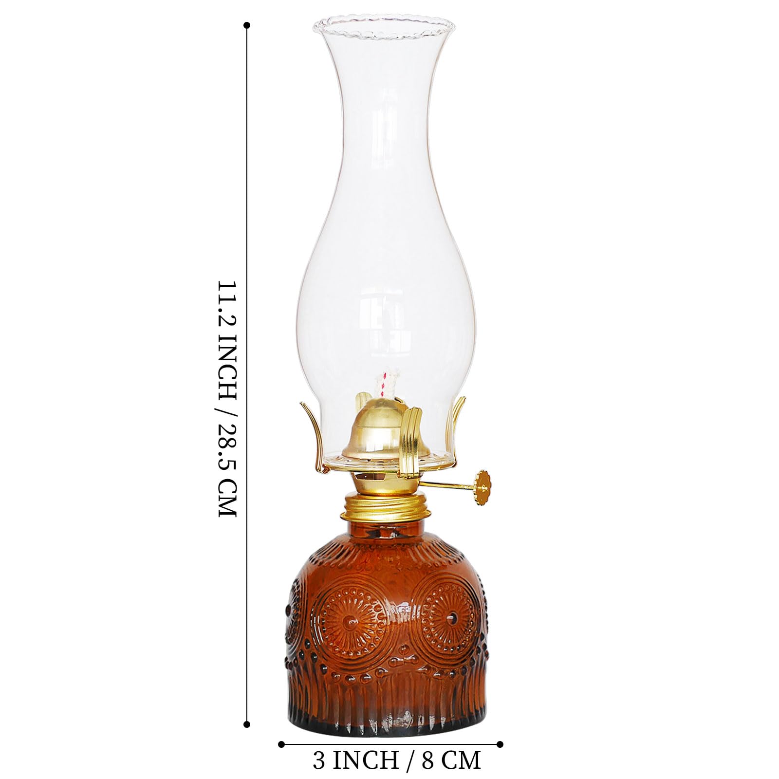 GXFCCYXT 2 Pieces Oil Lamps for Indoor Use Brown Vintage Glass Clear Kerosene Lamp Indoor Decorative Hurricane Lamp Oil Lantern