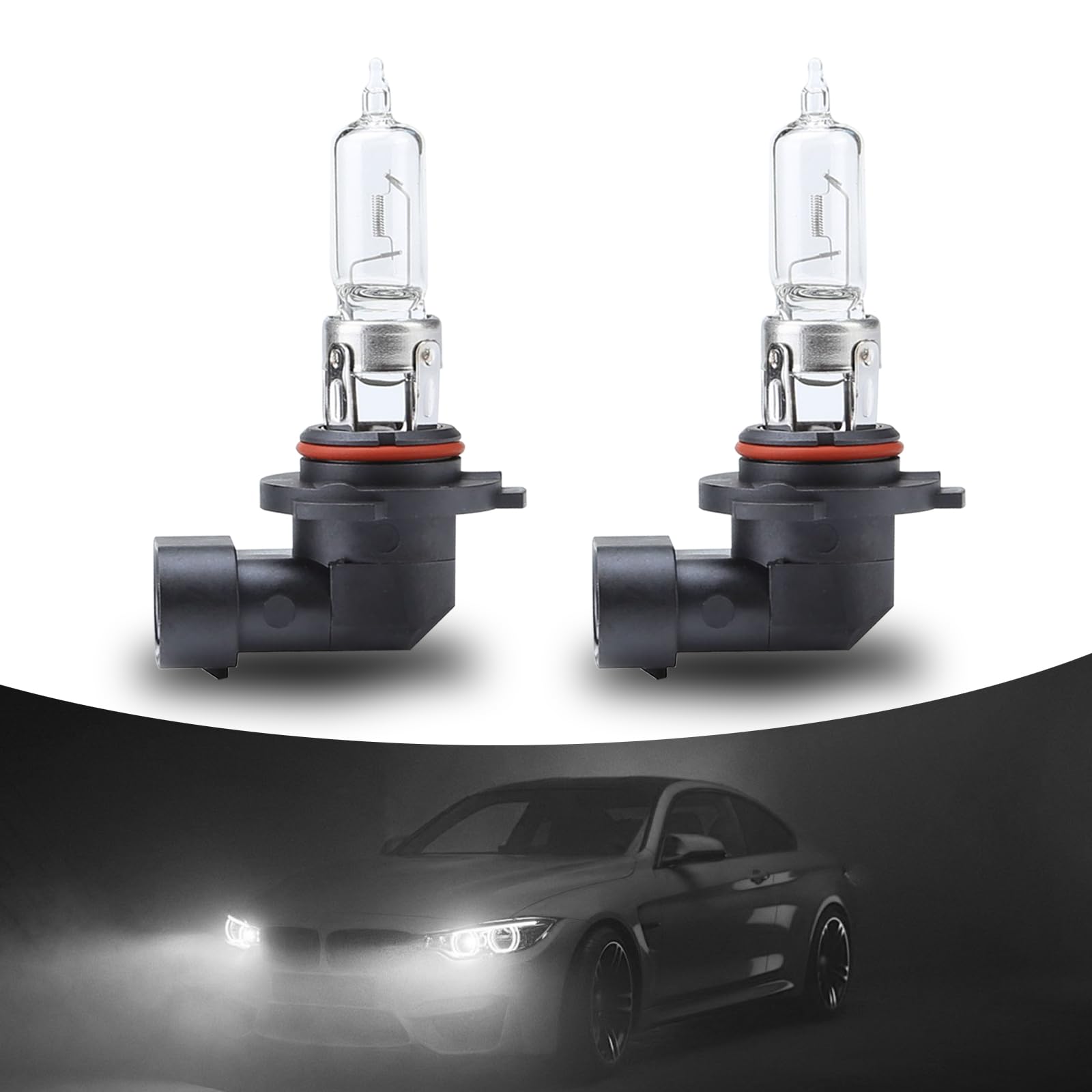 Awlbed 2 Pcs Car Halogen Fog Light Bulb  12V 55W Waterproof Glass Vehicle Spotlights Replacements  Universal Automotive High Beam Lighting Accessories For Truck Suv Car (White Light #9005)