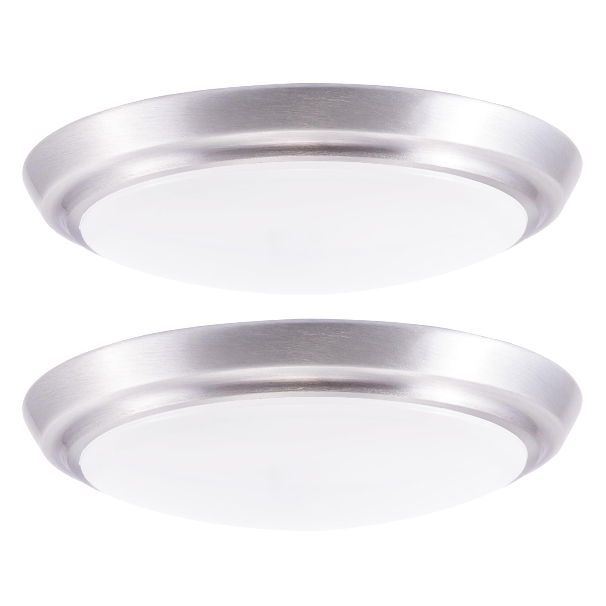 Gruenlich LED Flush Mount Ceiling Light, 12W (75W Replacement), 800 Lumen, 3 CCT, 7 Inch Nickel, Aluminum Housing, 2-Pack