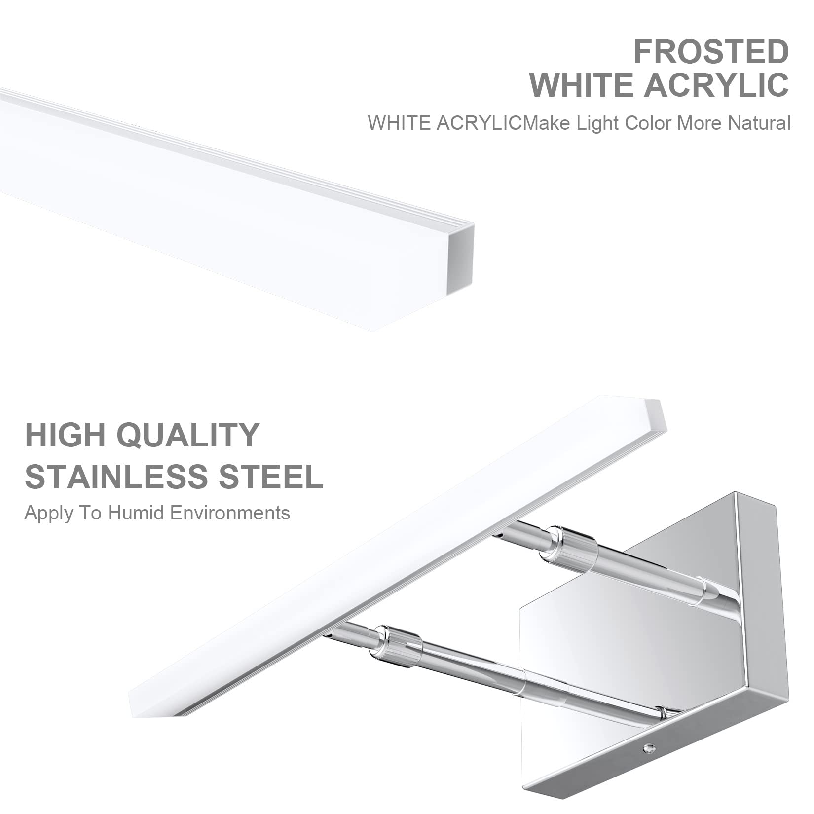 Aipsun 15.7 Inch Led Vanity Lights Adjustable Bathroom Vanity Light Fixtures Bathroom Lighting Fixture Over Mirror Chrome Modern