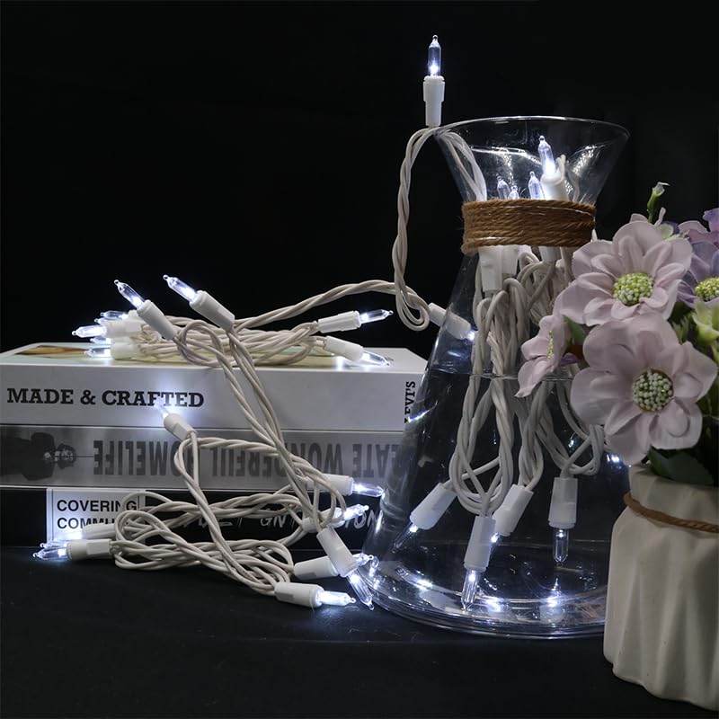 Multi-Sparking Cool White Christmas Lights (11 Feet, 35 Count) - Led Christmas Tree Lights White Wire, Mini String Lights For Indoor And Outdoor Christmas Decorations