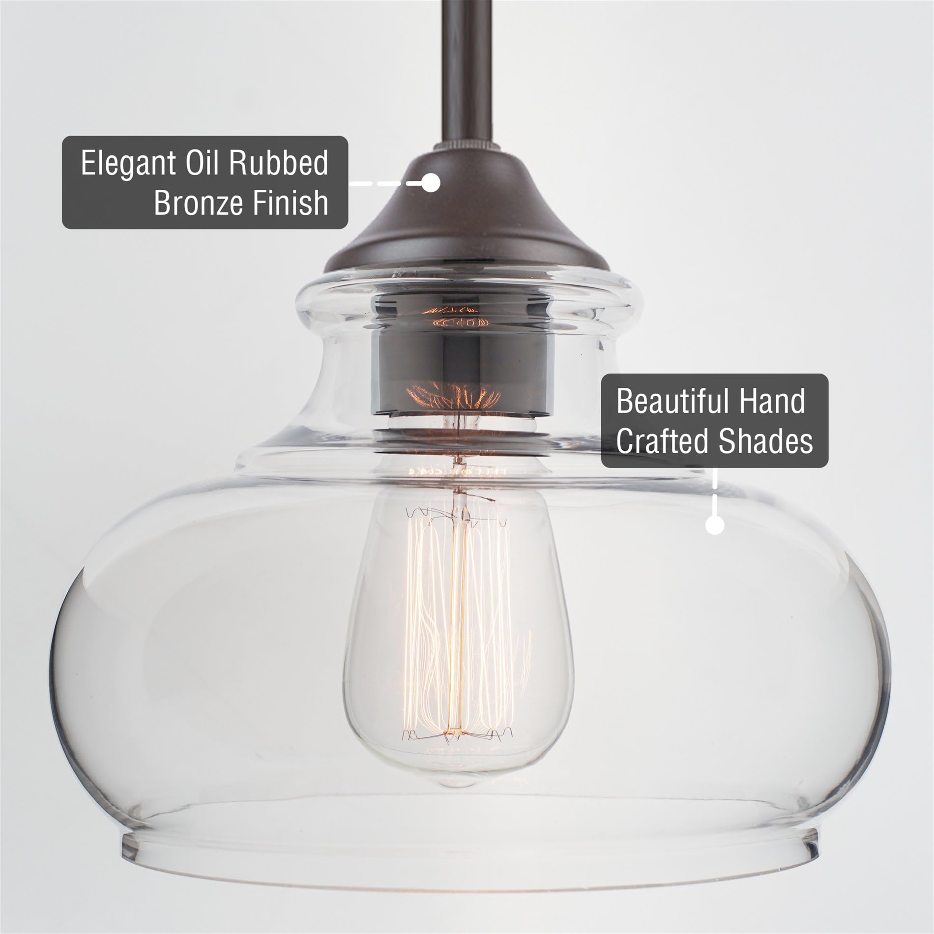 Kira Home Harlow 9in Industrial Pendant Light, Oil Rubbed Bronze, Adjustable Height, Model RV-CP6802-OB