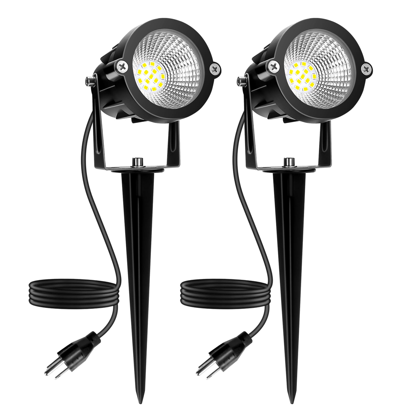 REEGOLD Spot Lights Outdoor: 10W 1000LM Spotlight Outdoor 6000K Cool White LED Spot Lights for Yard House Garden | 120V Plug in 