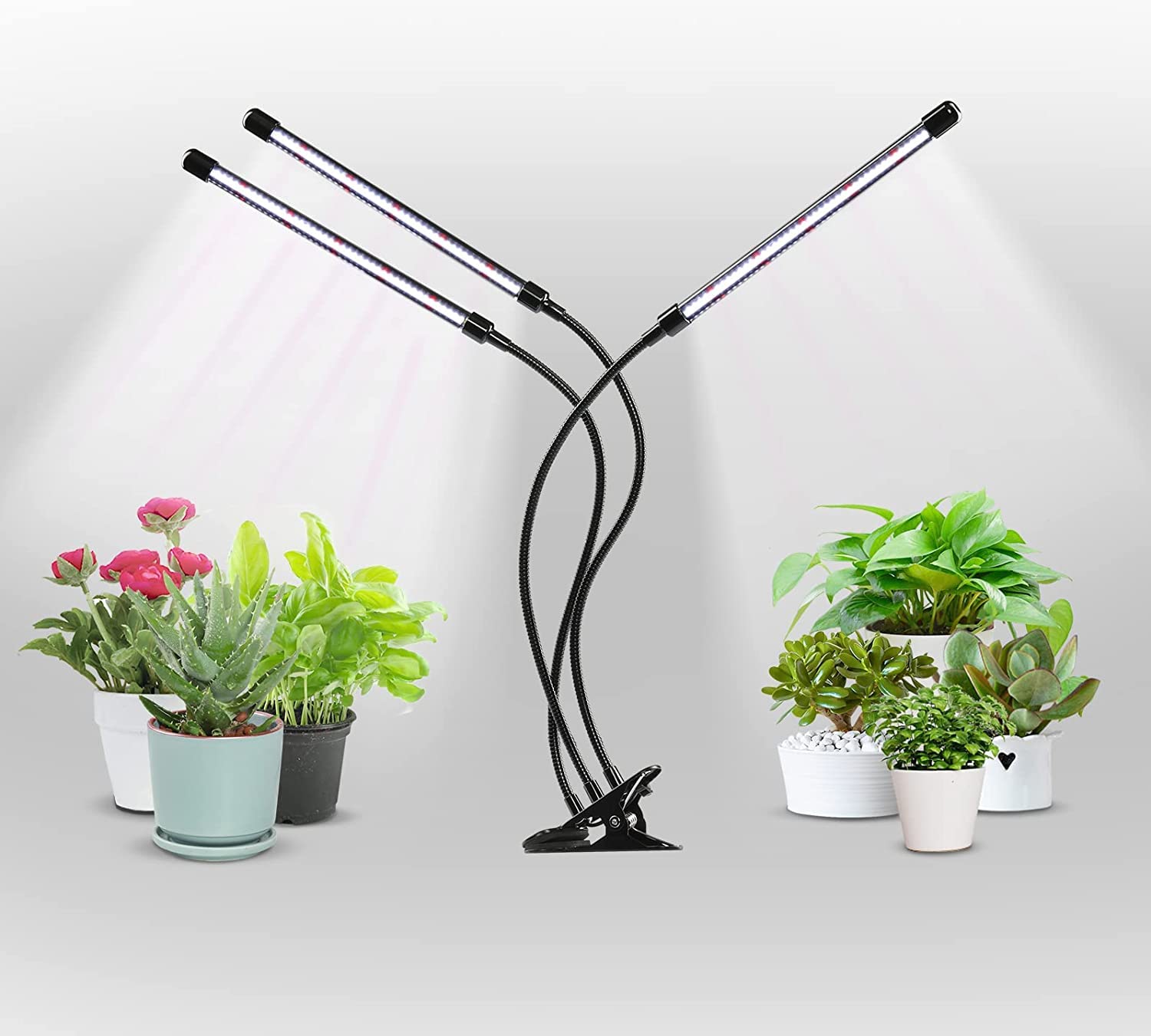 Ipower 6000K Led Grow Light - Full Spectrum Clip Lamp With 126 Leds, 5-Level Dimmable, Timer, 3 Tubes, White