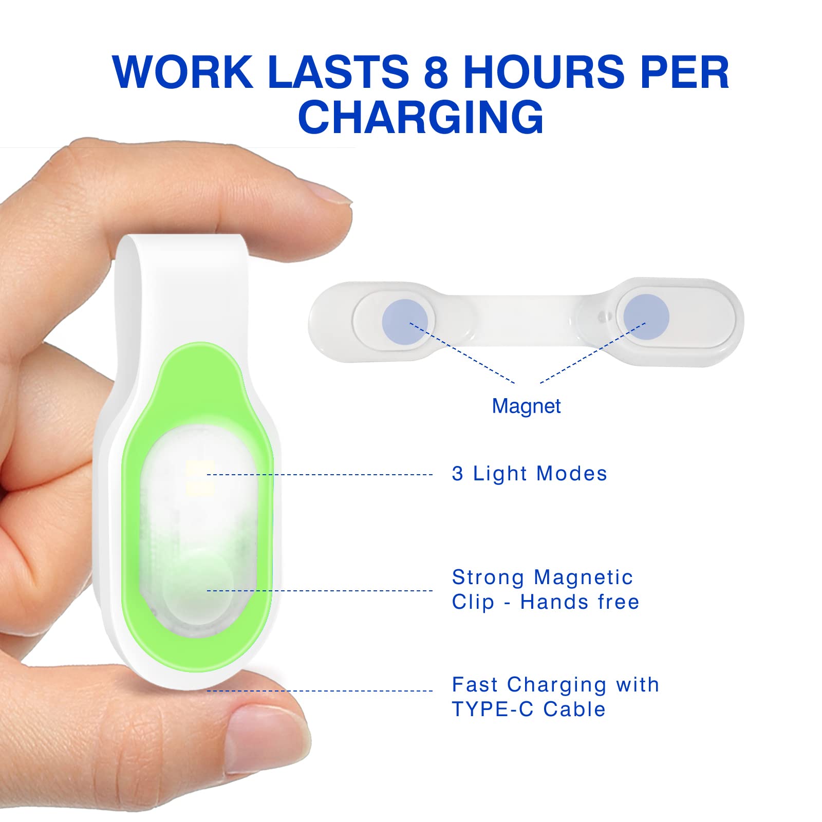 Mayaugst Nursing Night Light Clip-On LED Flashlight Rechargeable Green - Model MA-Nurse Light-001