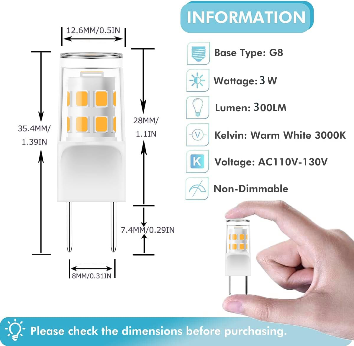 Ssxbf G8 Led Bulb, 20-25W Halogen Equivalent 3W T4 Bulb, Warm White 3000K, 120V Puck Light Bulbs For Under Cabinet Light, Under