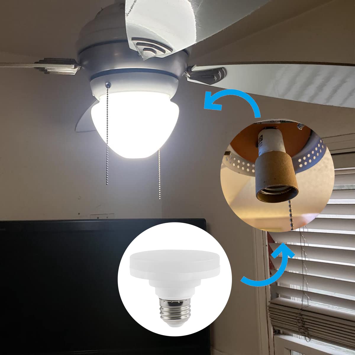 DAILY HIOO LED Puck Light Bulb, Dimmable 10W Equivalent, E26 Base, 1100LM, 5000K, Aluminum, 1 Pack
