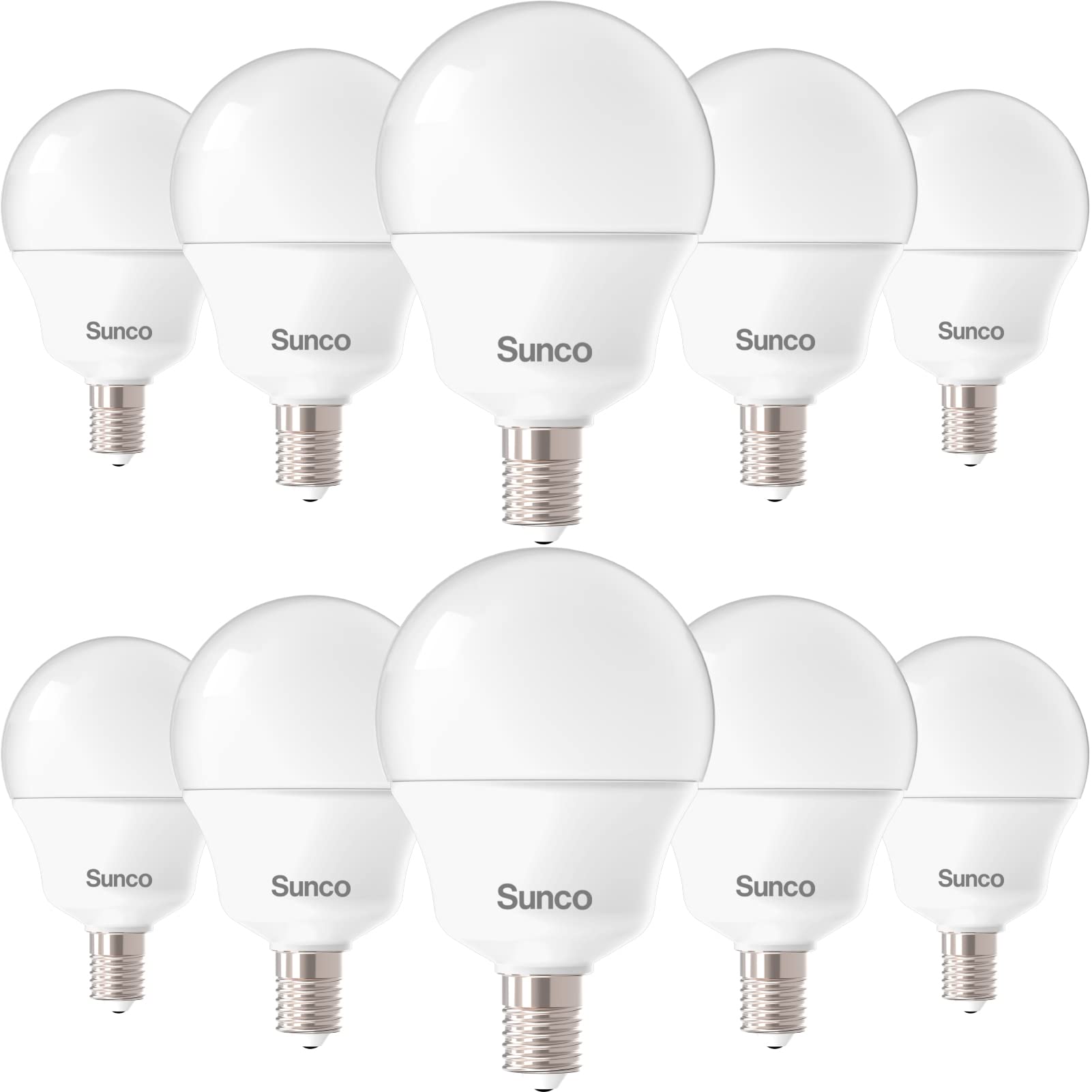 Sunco 10 Pack E12 LED Bulbs Candelabra CRI92 2700K Soft White, 5W Equivalent 40W, 450 Lumens, Small Edison Screw Base E12, Non-D