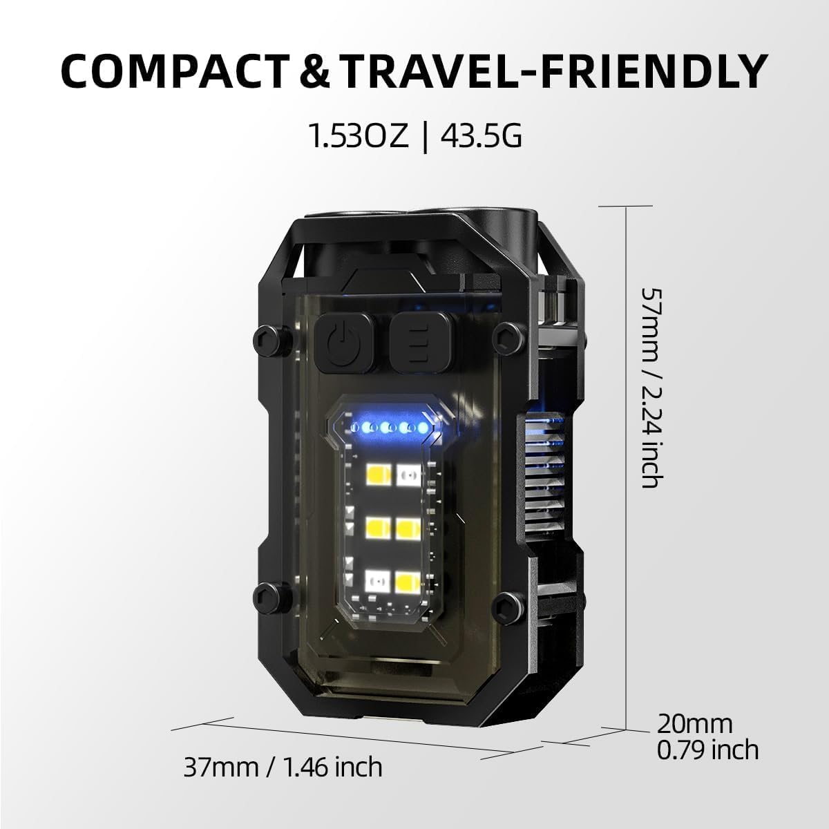 WARSUN Mini LED Rechargeable Keychain Flashlight, Black, Model SQ10, Ideal for Camping and Emergency Use